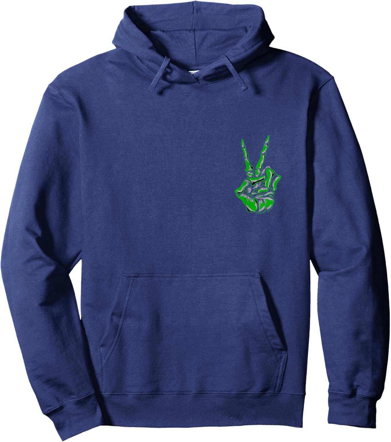 Green Skeleton Peace Sign Kelly Green Color Graphic Hoodie - Hoodie | Navy