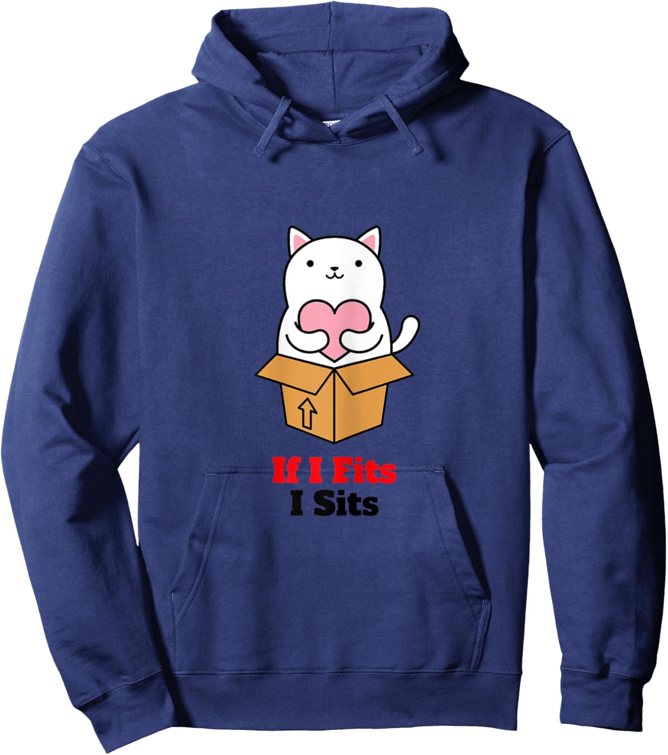 If I Fits I Sits Cat In A Box design Hoodie - Hoodie | Navy