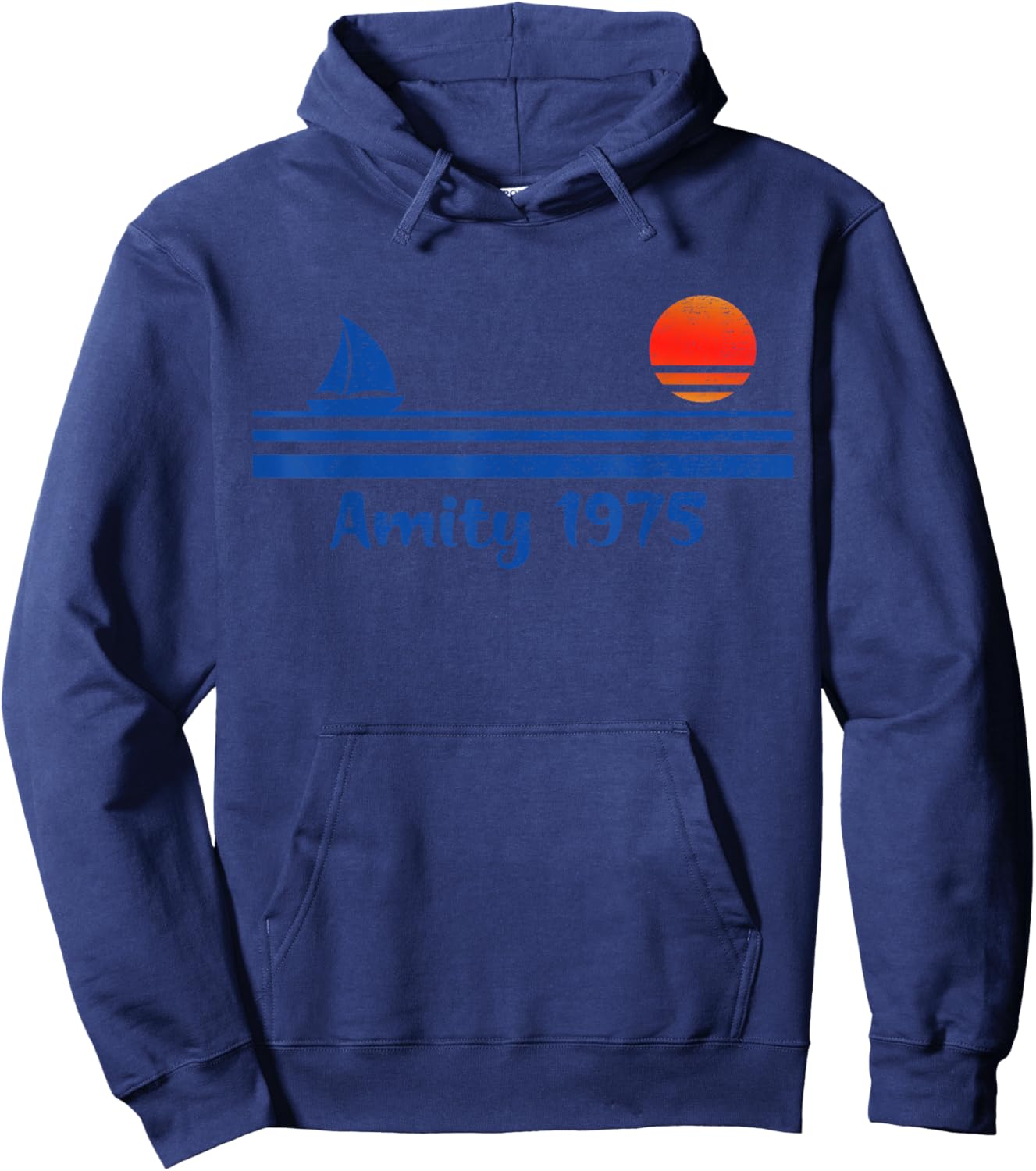 1975 Funny Outfits Shark Lovers Adorable Ocean Happily Hoodie - Hoodie | Navy