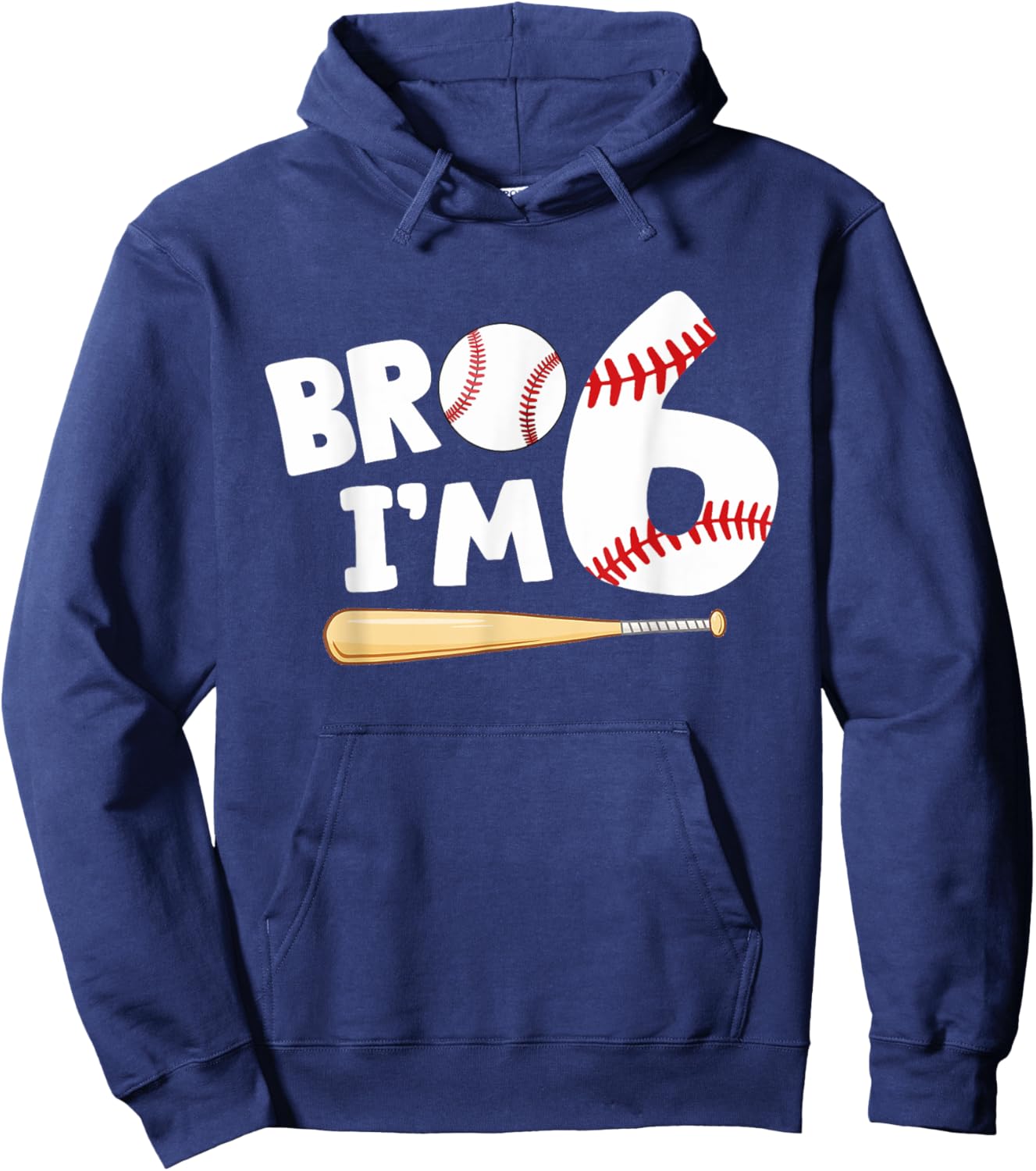 6th Birthday Shirt Boy Bro I'm 6 Year Old Baseball Theme Hoodie - Hoodie | Navy