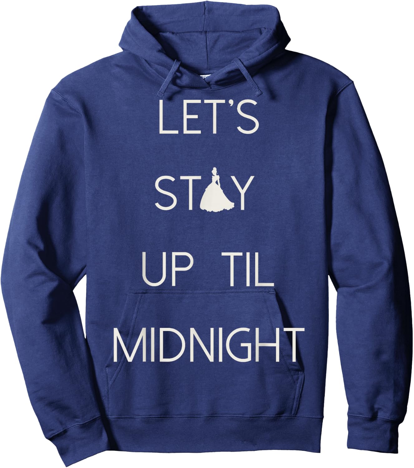 Disney Cinderella Let's Stay Up Til Midnight Silhouette Text Hoodie - Hoodie | Navy