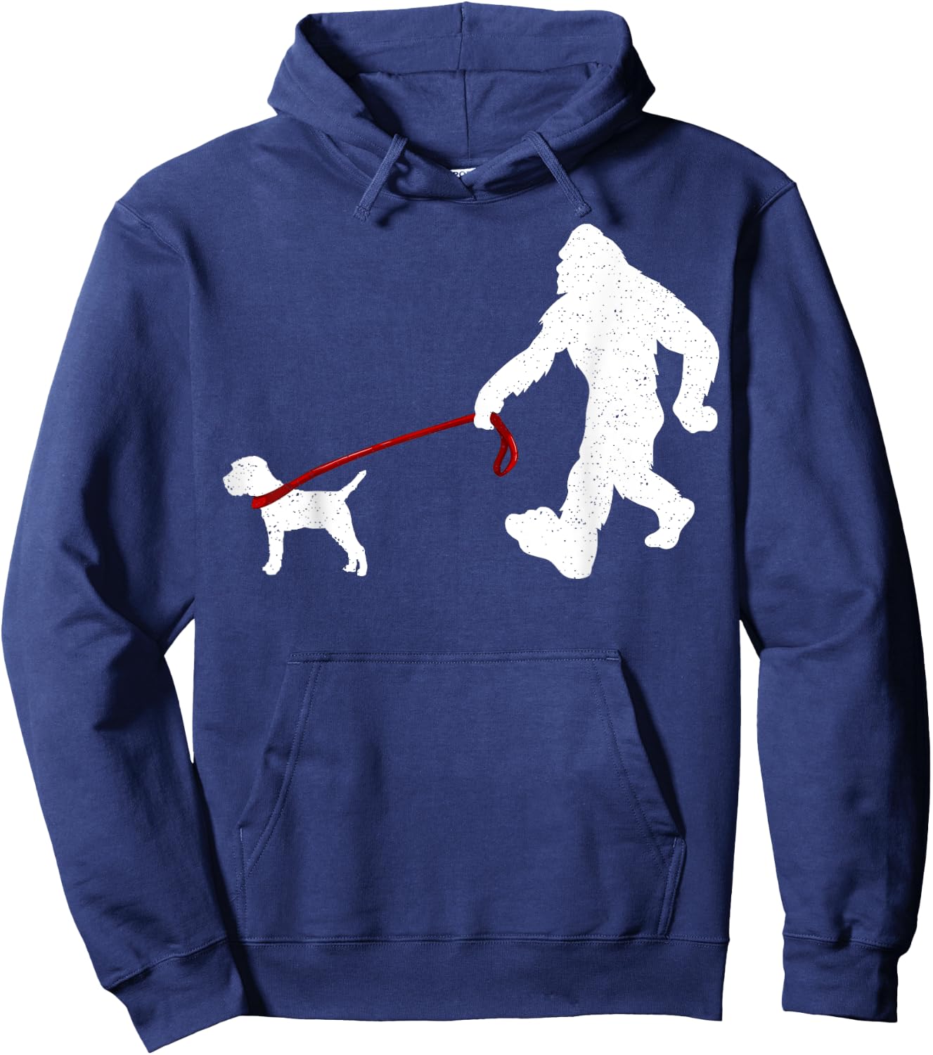 Funny Bigfoot Walking With Border Terrier Dog Gifts Hoodie - Hoodie | Navy