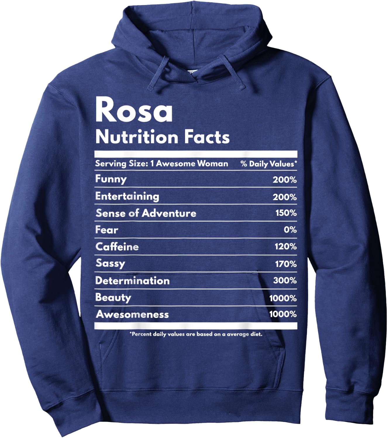 Rosa Nutrition Facts Gift Funny Personalized Name Rosa Hoodie - Hoodie | Navy