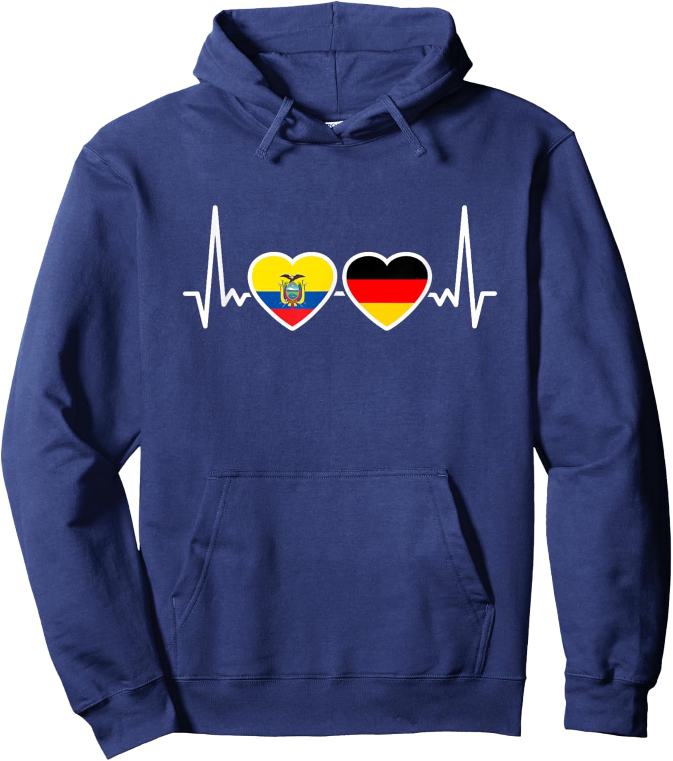 Ecuador Deutschland Herzschlag Flagge Ecuadorianer Hoodie - Hoodie | Navy