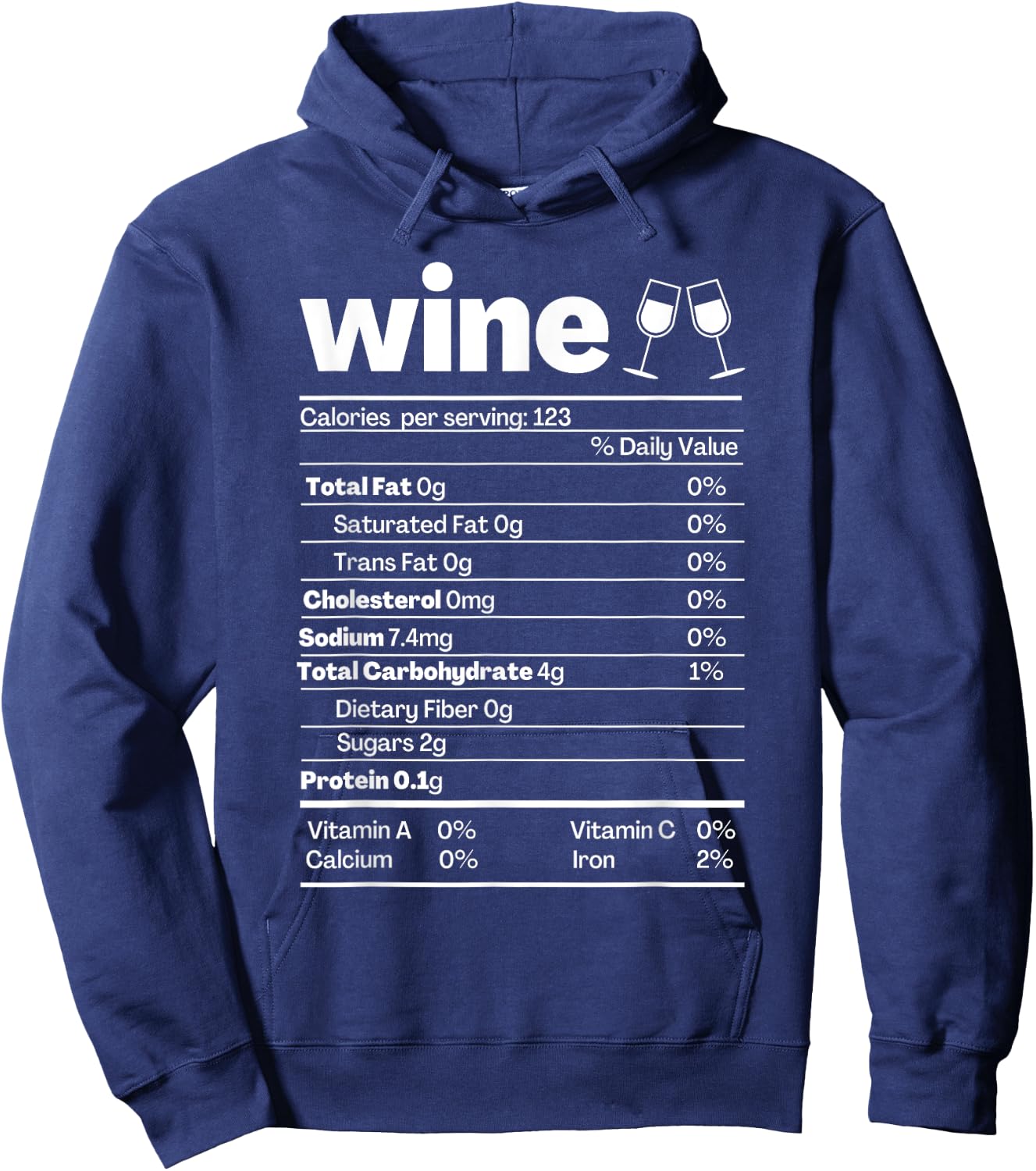 Wine Nutrition Facts Shirt Funny Red Wine Nutritional Label Hoodie - Hoodie | Navy
