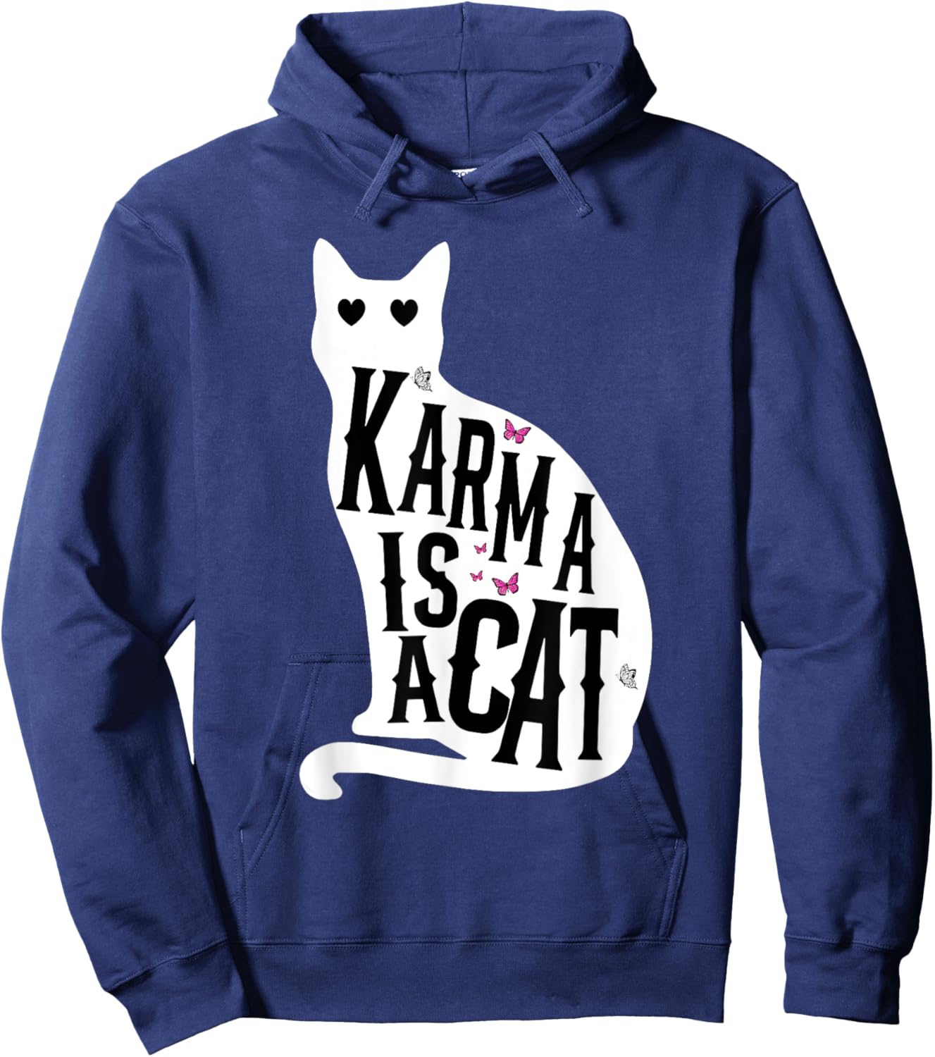 Retro Karma Is A Cat Funny Women Kids Meme Hoodie - Hoodie | Navy