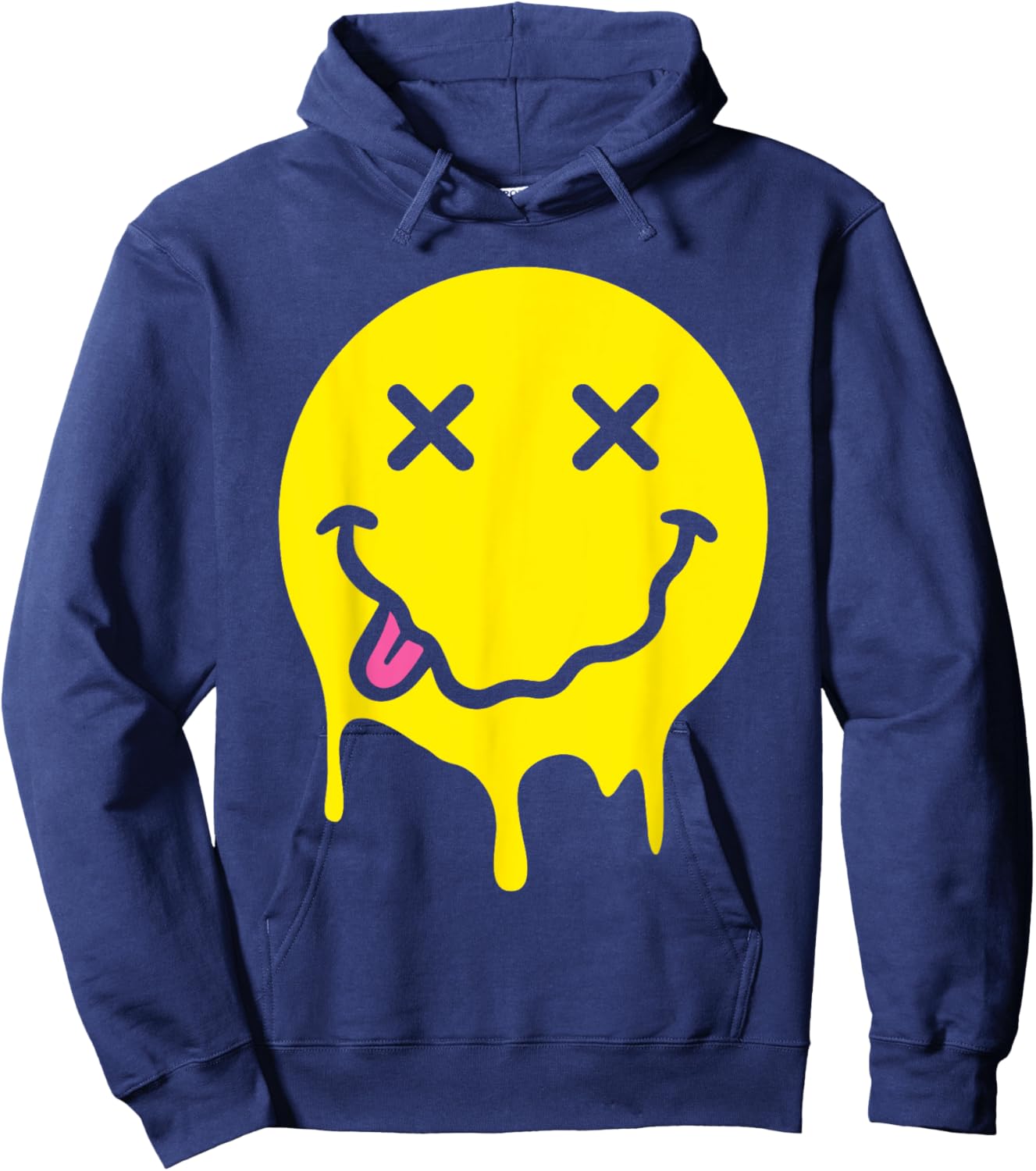 Melting Yellow Smile Funny Smiling Melted Dripping Face Cute Hoodie - Hoodie | Navy