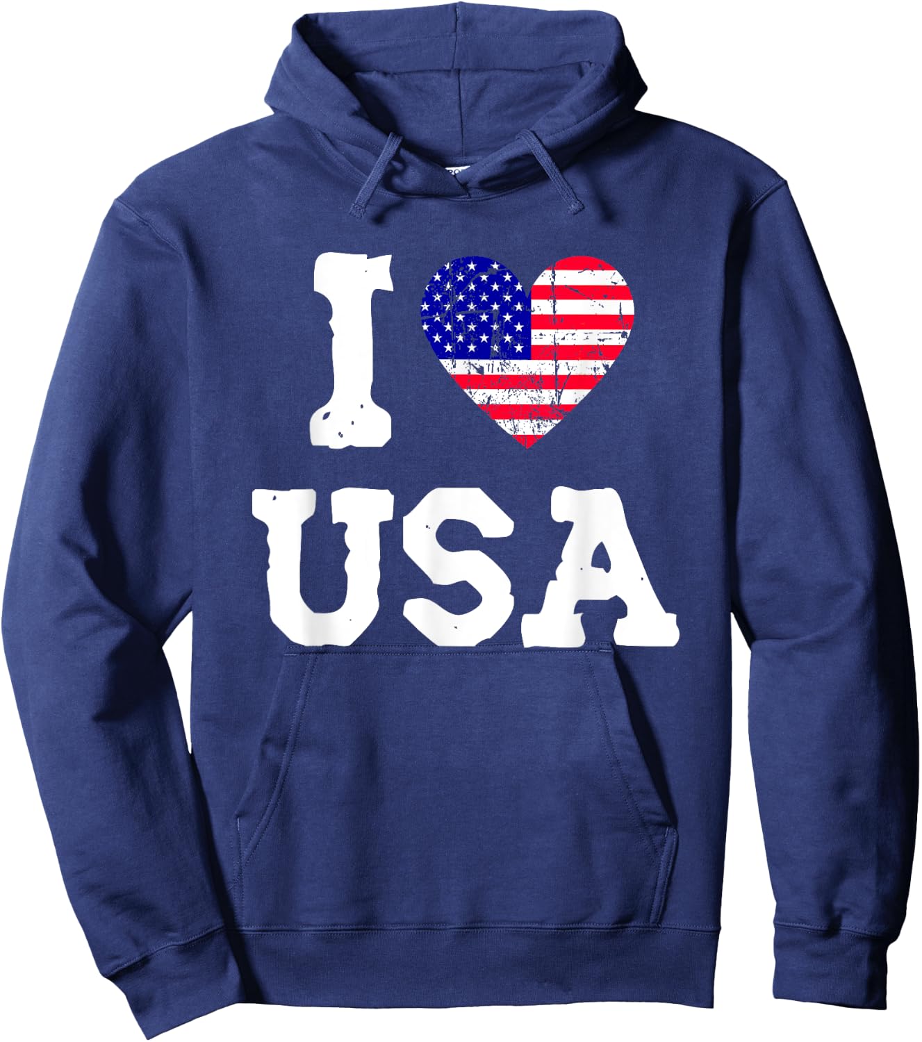 I Love USA | American Flag Heart | Freedom Patriotic Hoodie - Hoodie | Navy