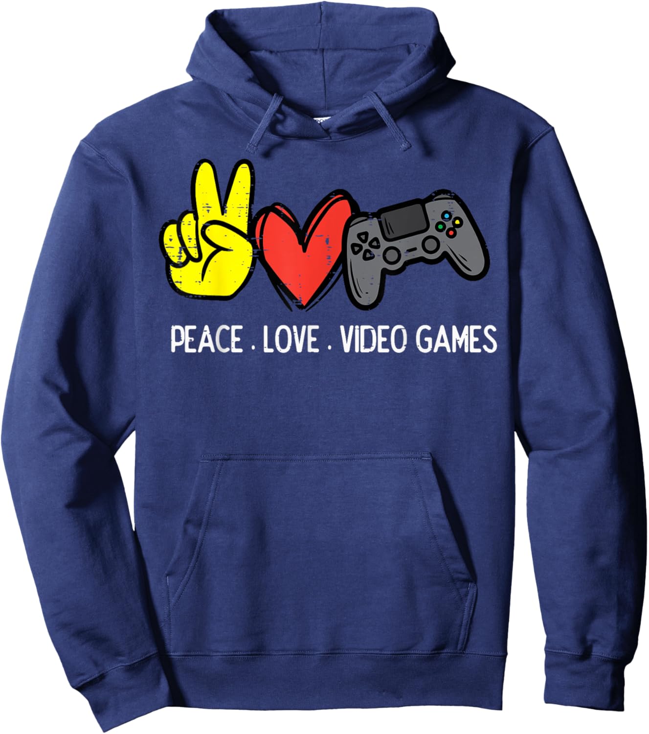 Peace Love Video Games Gamer Men Boys Kids Women Youth Teen Hoodie - Hoodie | Navy