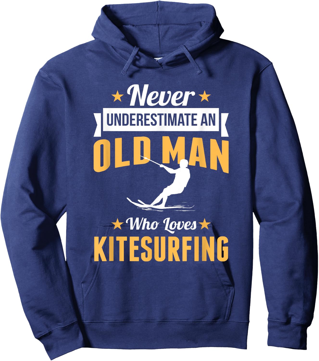 Kitesurfer Old Man Kitesurfing Board Gift Grandpa Hoodie - Hoodie | Navy