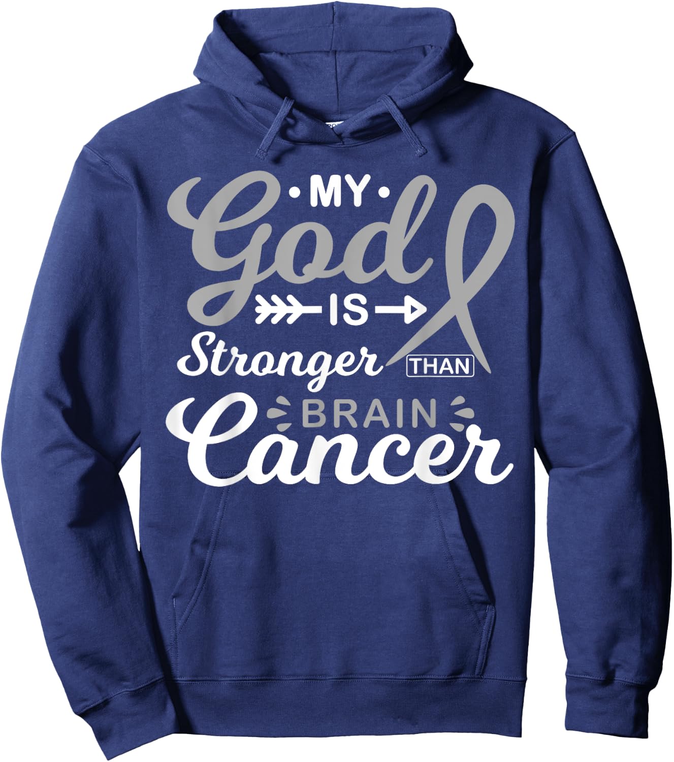 My God is Stronger Than Brain Cancer Awareness Warrior Hoodie - Hoodie | Navy