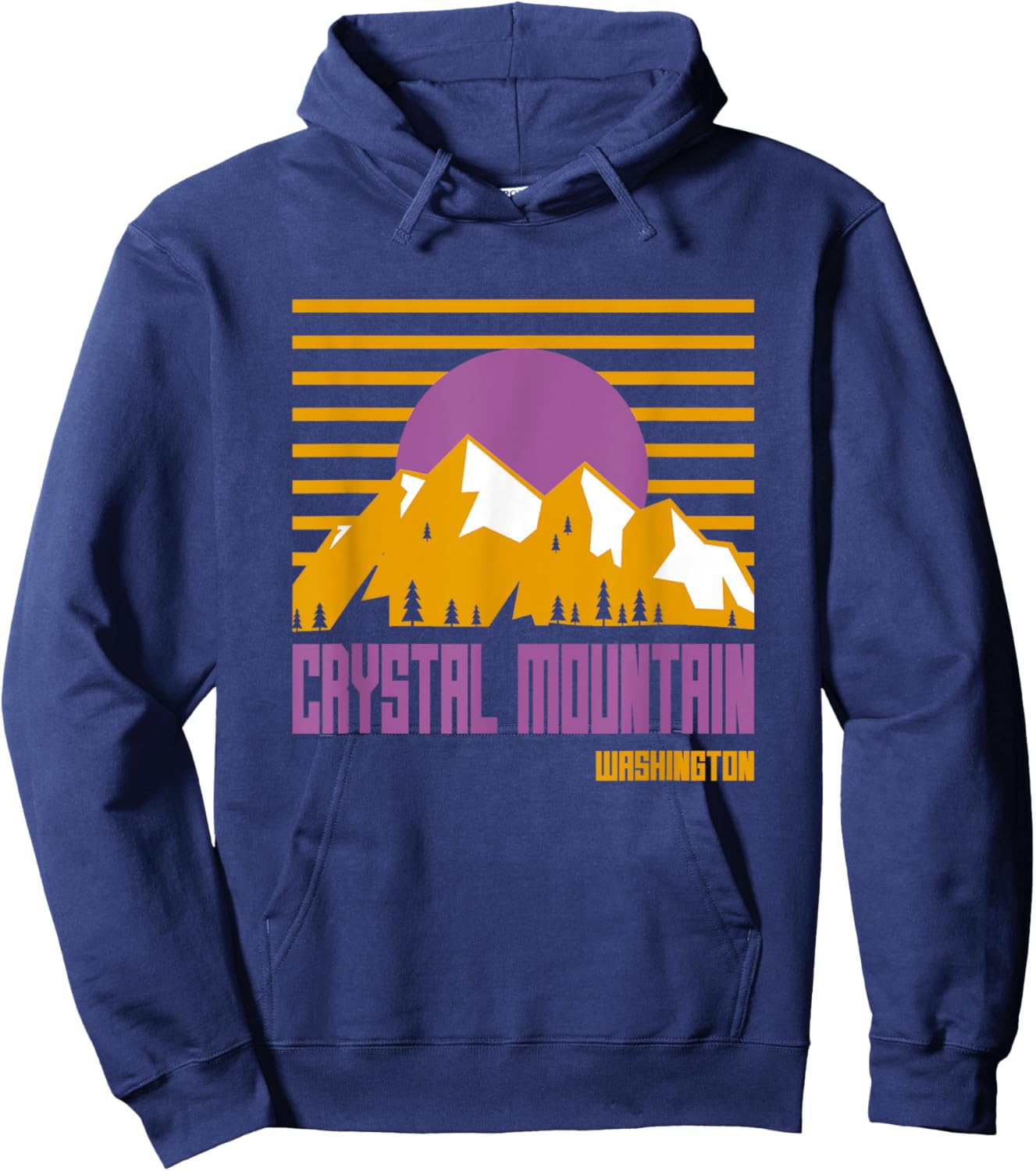 Crystal Mountain Washington Vintage Mountains Hiking Camp Hoodie - Hoodie | Navy