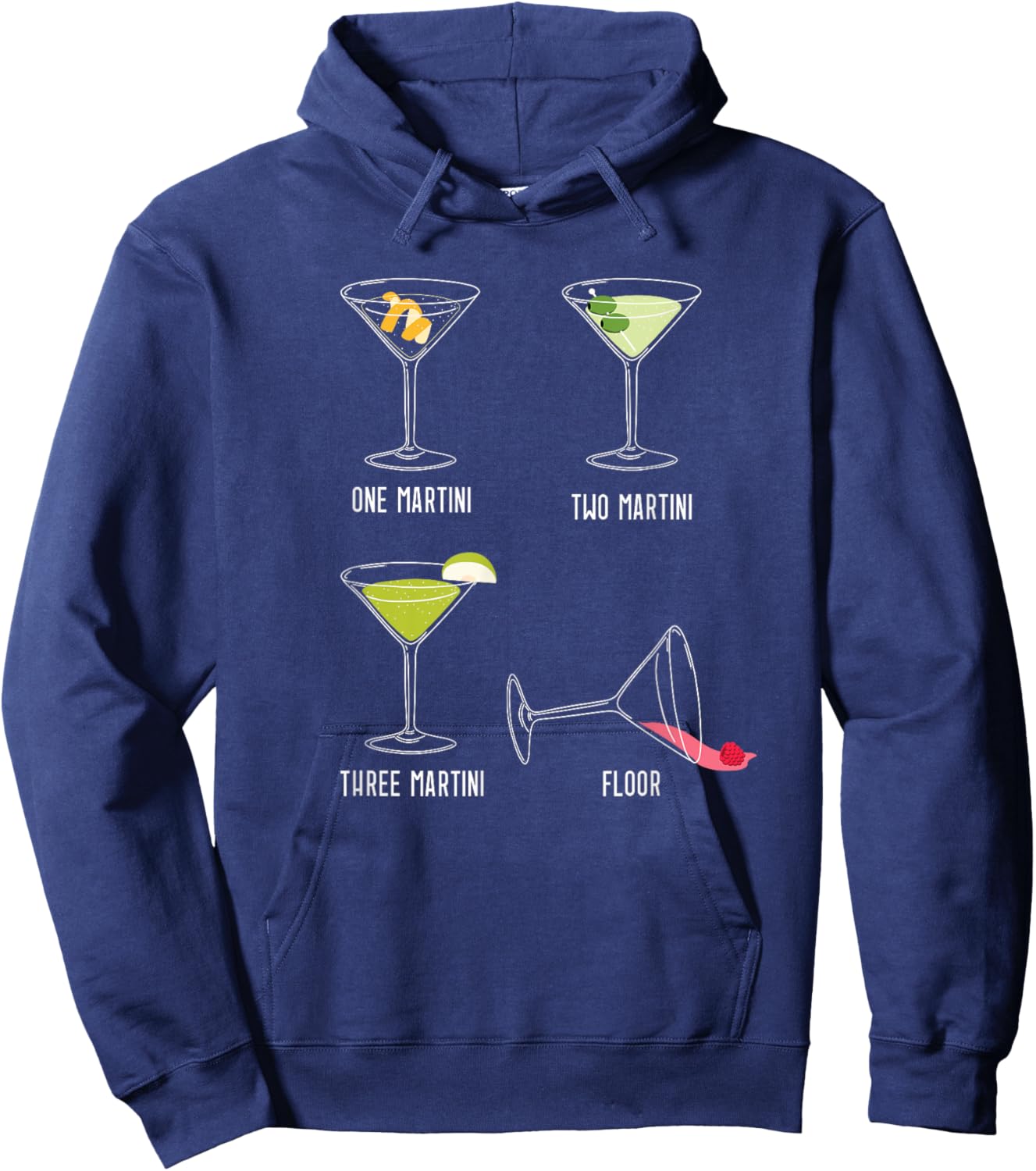 Funny Martini Drinker One Two Three Martini Floor Hoodie - Hoodie | Navy