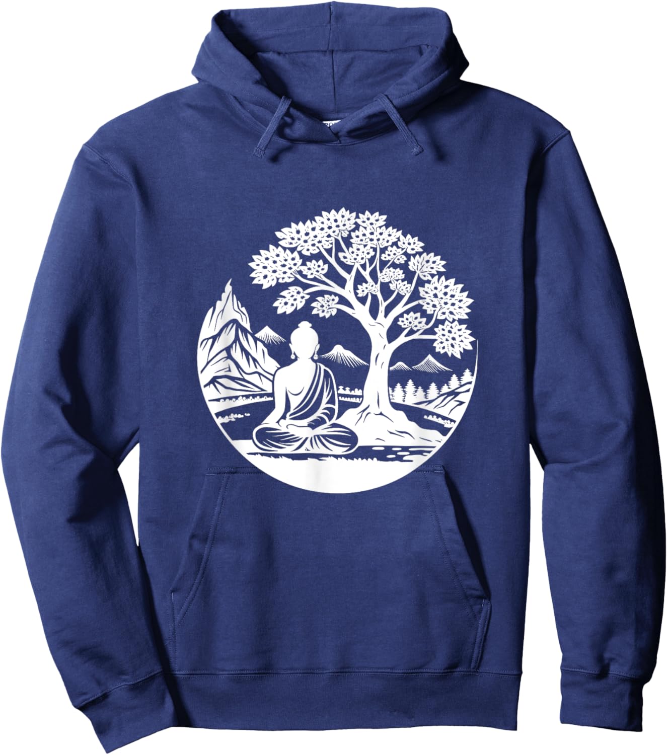 Buddha Sitting Under Bodhi Tree / Sitting Buddhist Symbol Hoodie - Hoodie | Navy