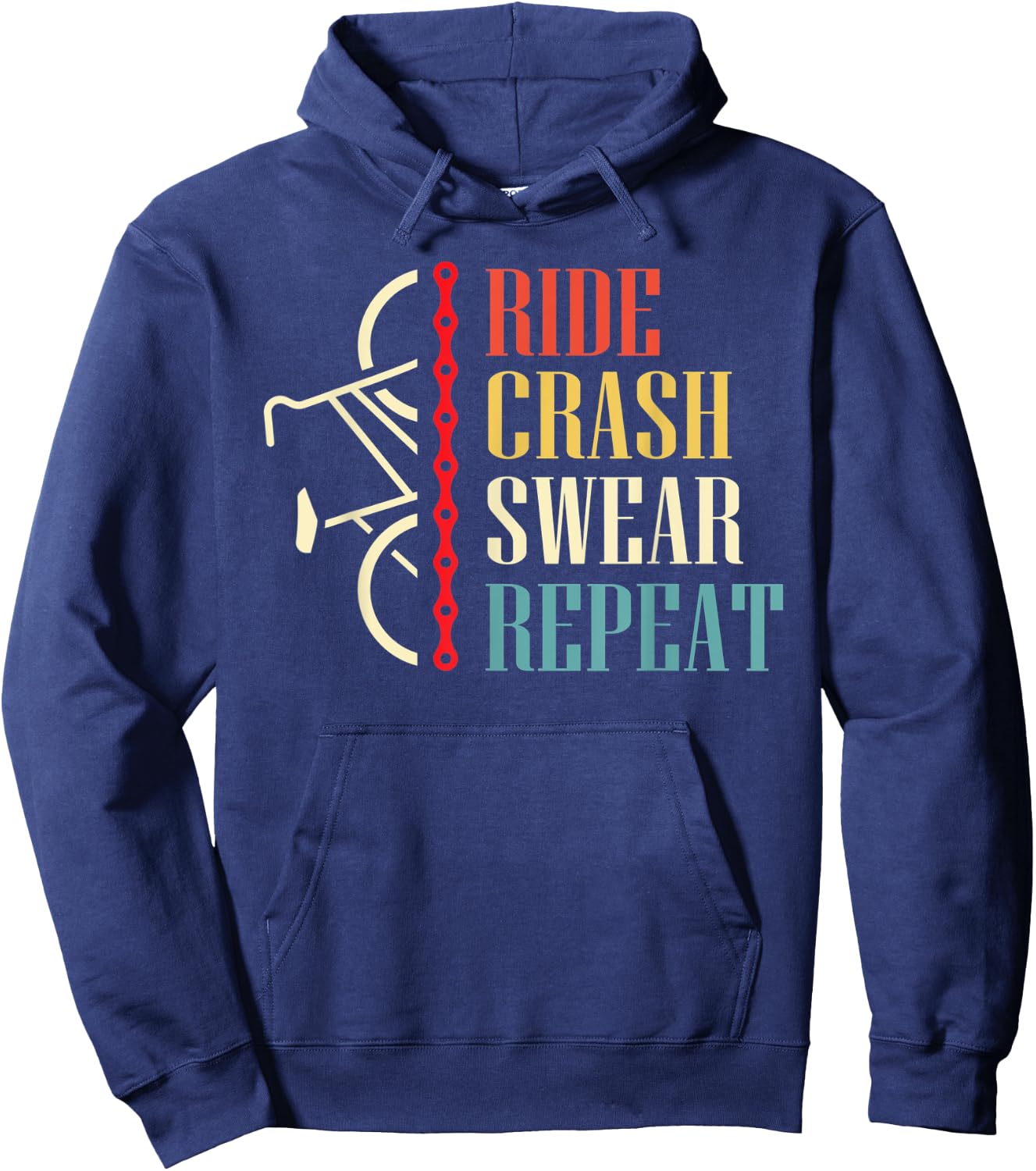 Vintage Ride Crash Swear Repeat - Funny Retro Mountain Bike Hoodie - Hoodie | Navy