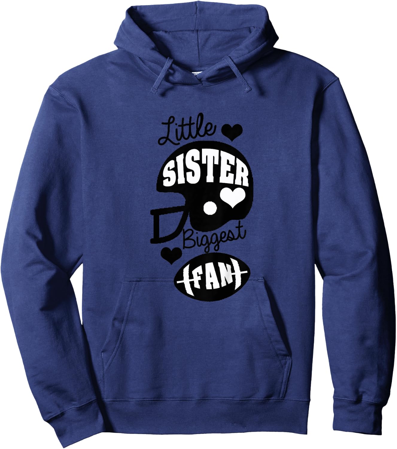 Little Sister Football Shirt Biggest Fan Football Shirt Hoodie - Hoodie | Navy