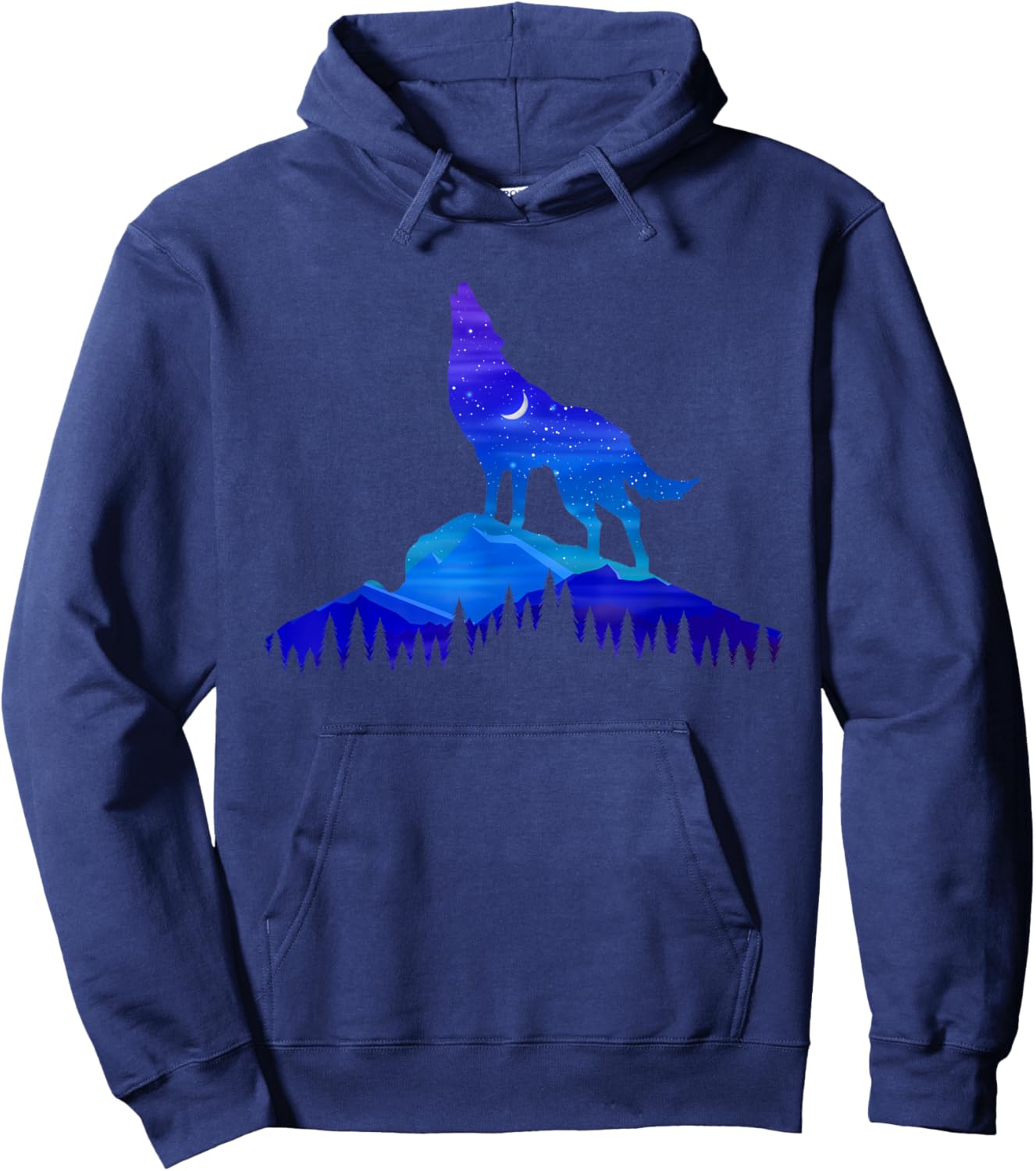 Starry Wolf - Wildlife Nature Animal Lover Hoodie - Hoodie | Navy