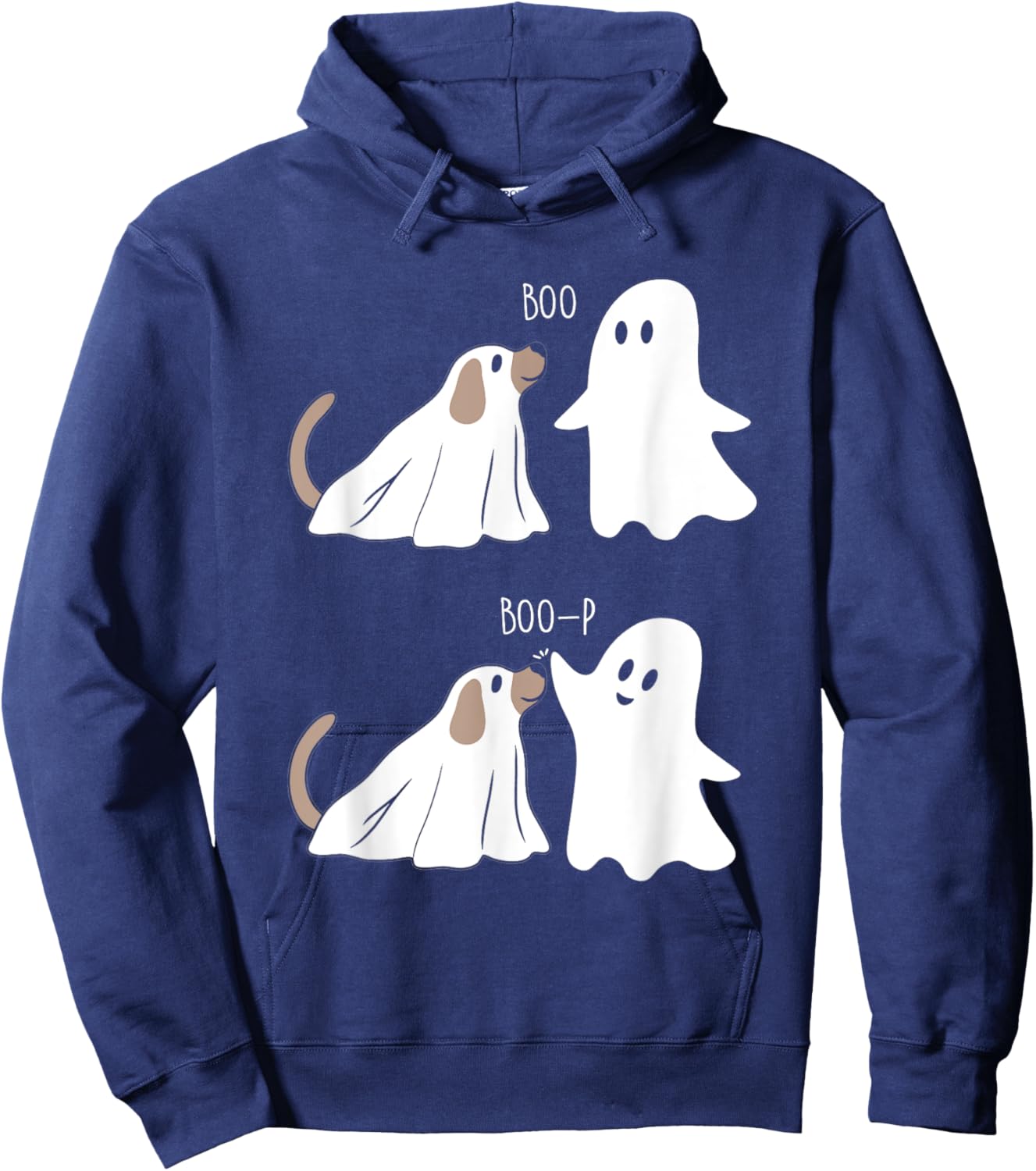 Boo Boop Dog And Ghost Funny Halloween Spooky Dog Women Kids Hoodie - Hoodie | Navy