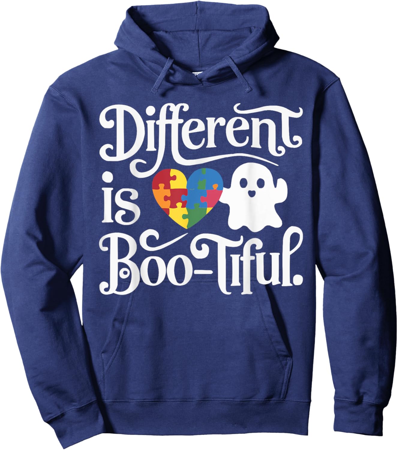 Support Autism Halloween Spooky Autistic Trick Or Treat Hoodie - Hoodie | Navy