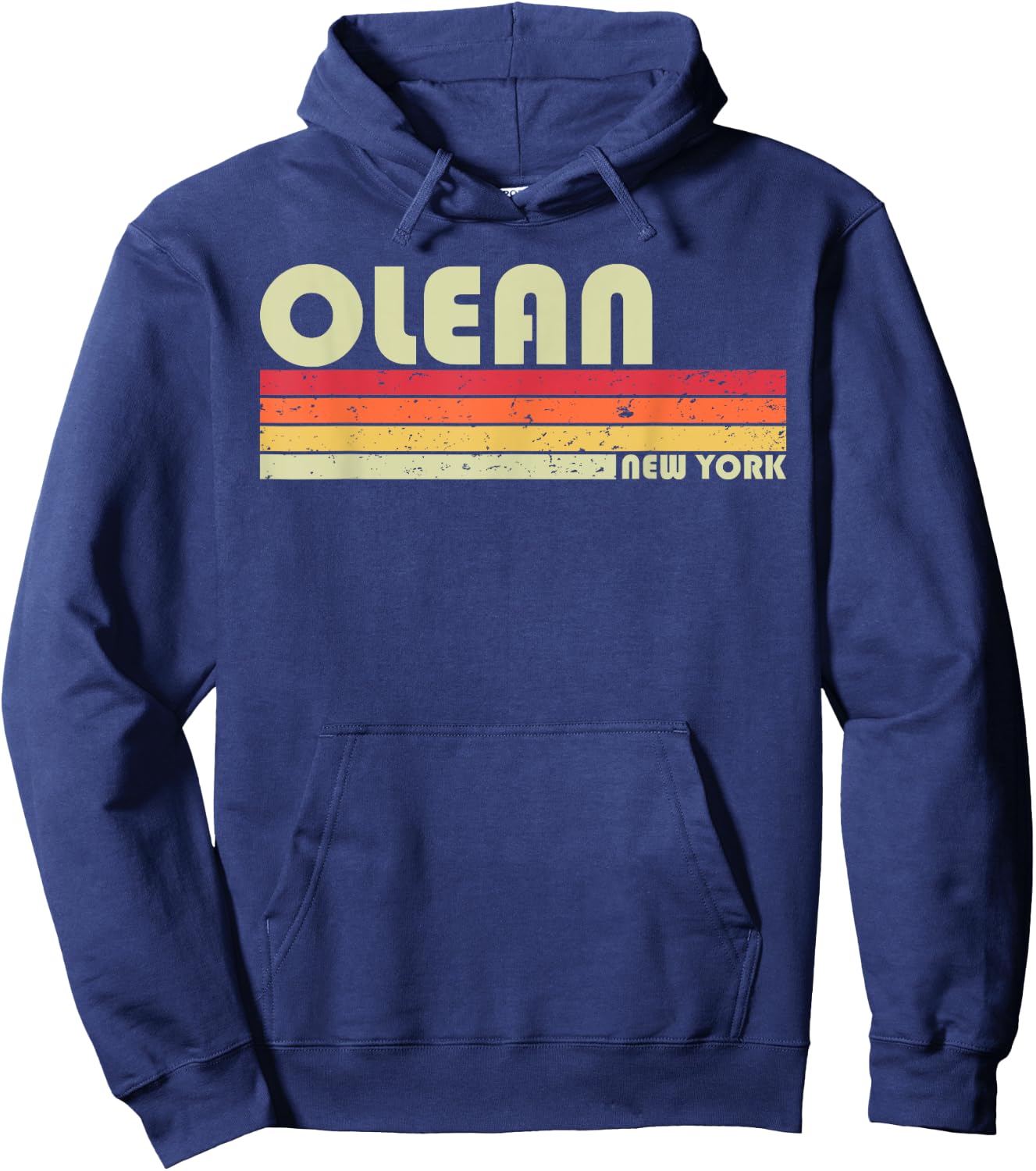 OLEAN NY NEW YORK Funny City Home Roots Gift Retro 70s 80s Hoodie - Hoodie | Navy