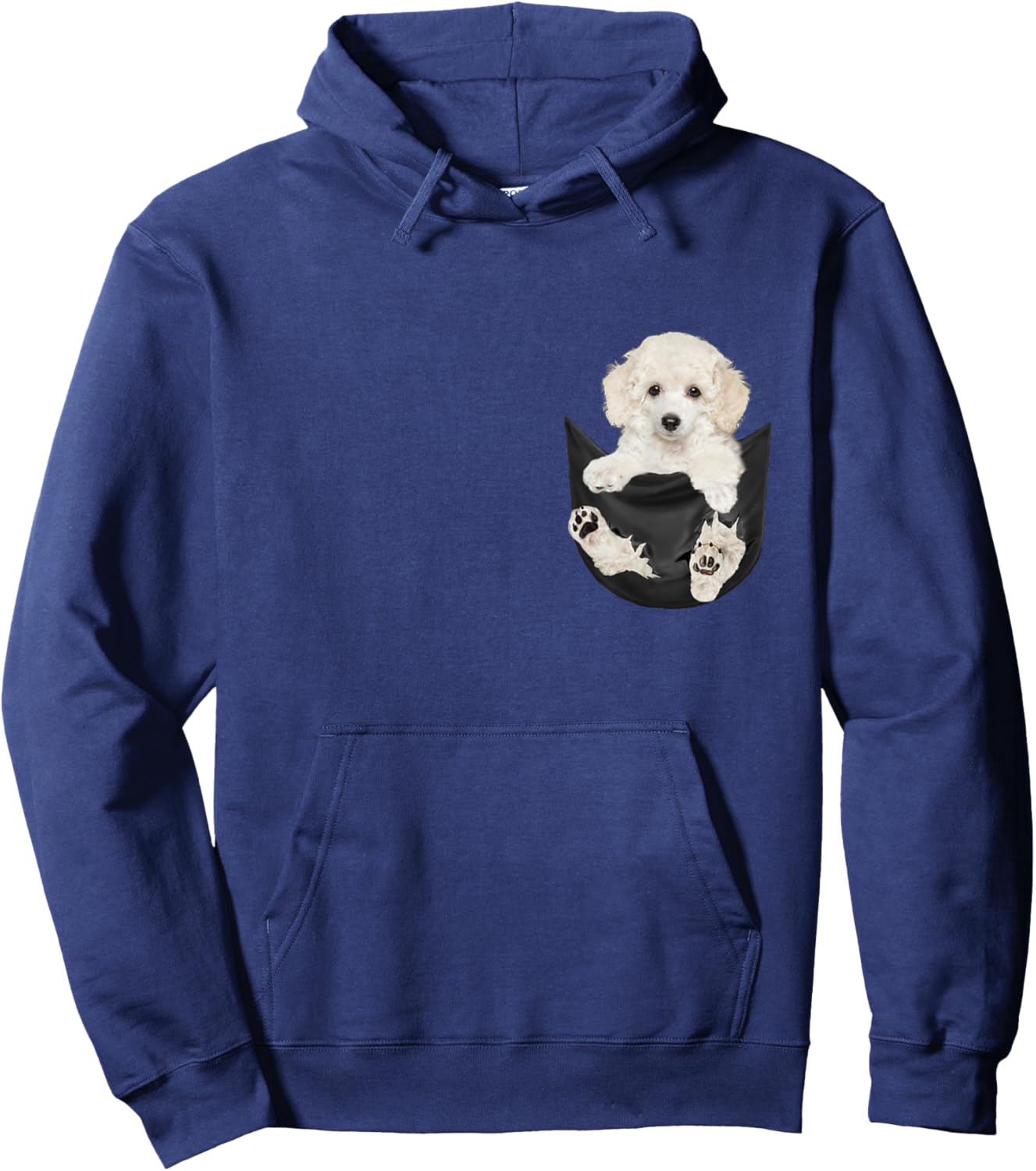 Dog Lovers Gifts White Poodle In Pocket Funny Dog Face Women Girls Kids Hoodie - Hoodie | Navy