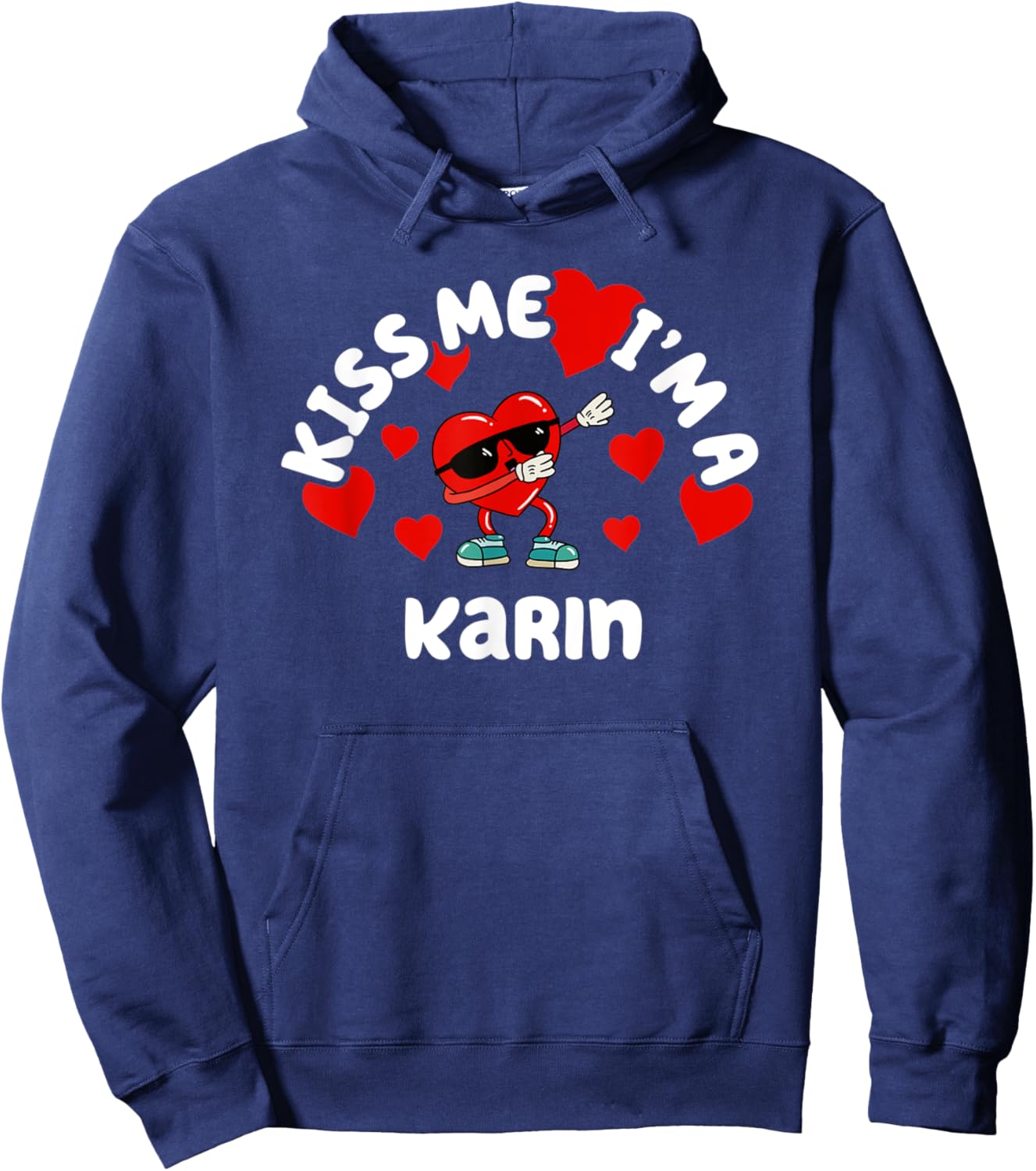 Kiss Me Dabbing Heart Personalized First Name Karin Hoodie - Hoodie | Navy