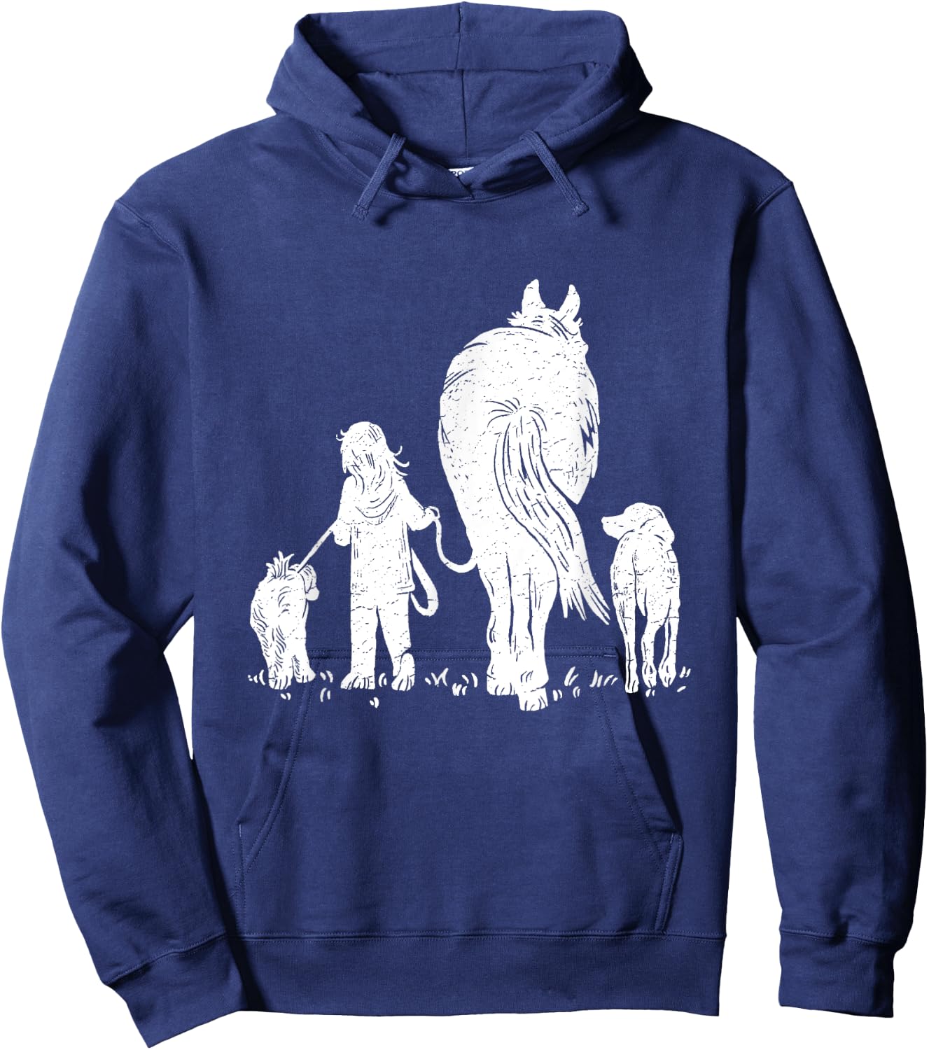 Girl with Horse and Dog Hoodie - Hoodie | Navy