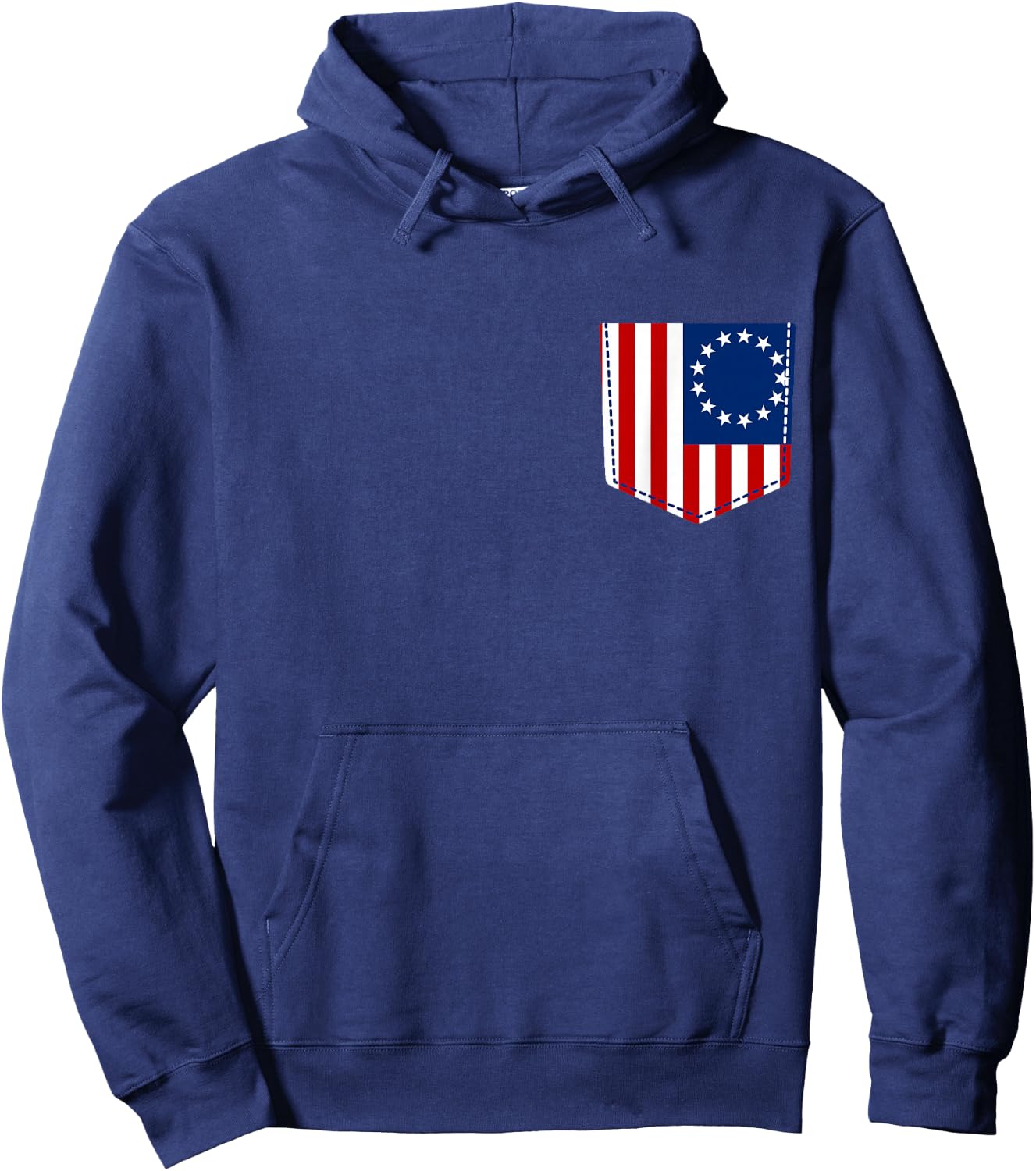 Betsy Ross Flag Shirt Pocket American Flag USA Patriot Gift Women Kids Men Hoodie - Hoodie | Navy