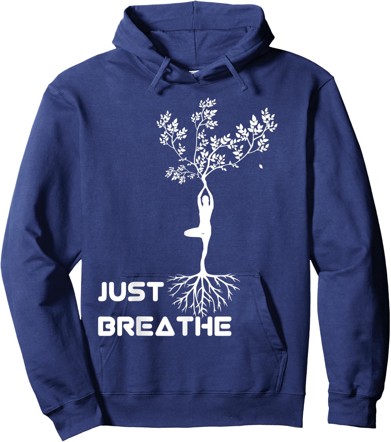 Yoga Tree of Life with Just breathe Women rooted Hoodie - Hoodie | Navy