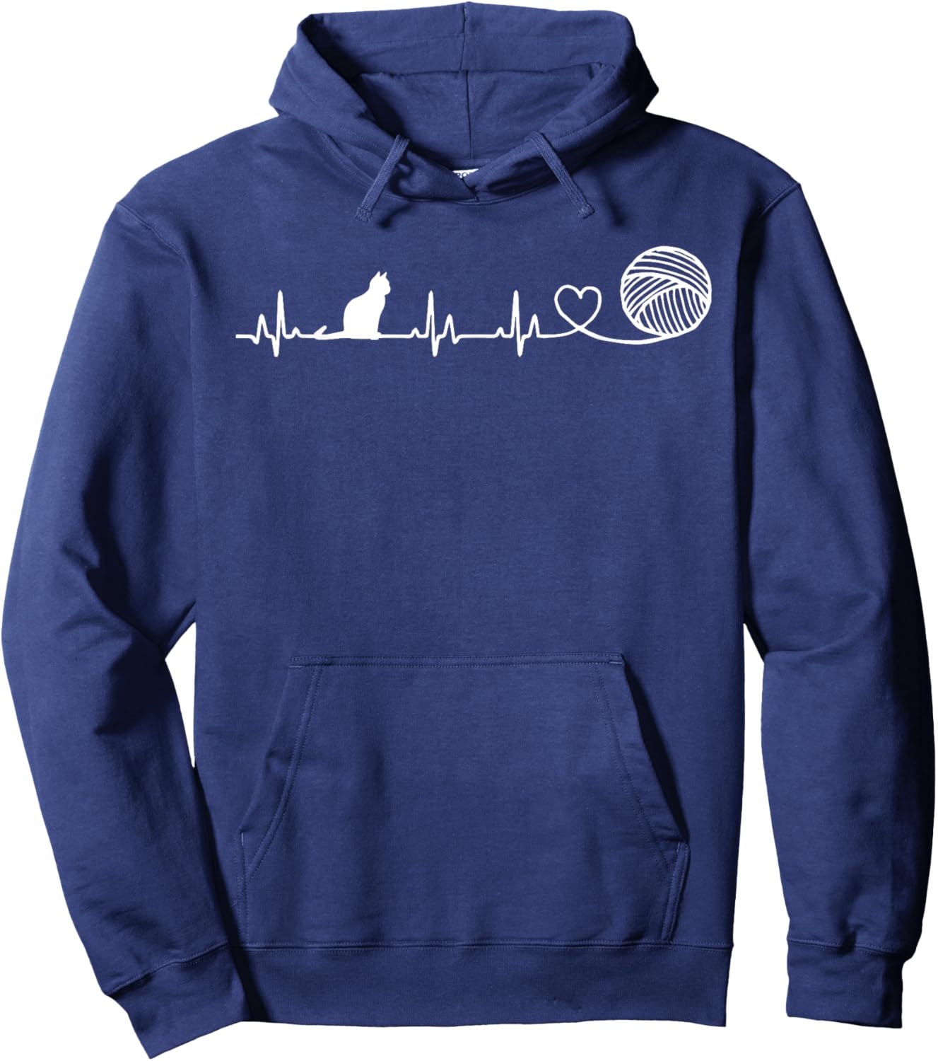 Cats and Crochet Heartbeat for cat Crocheting Lovers Hoodie - Hoodie | Navy