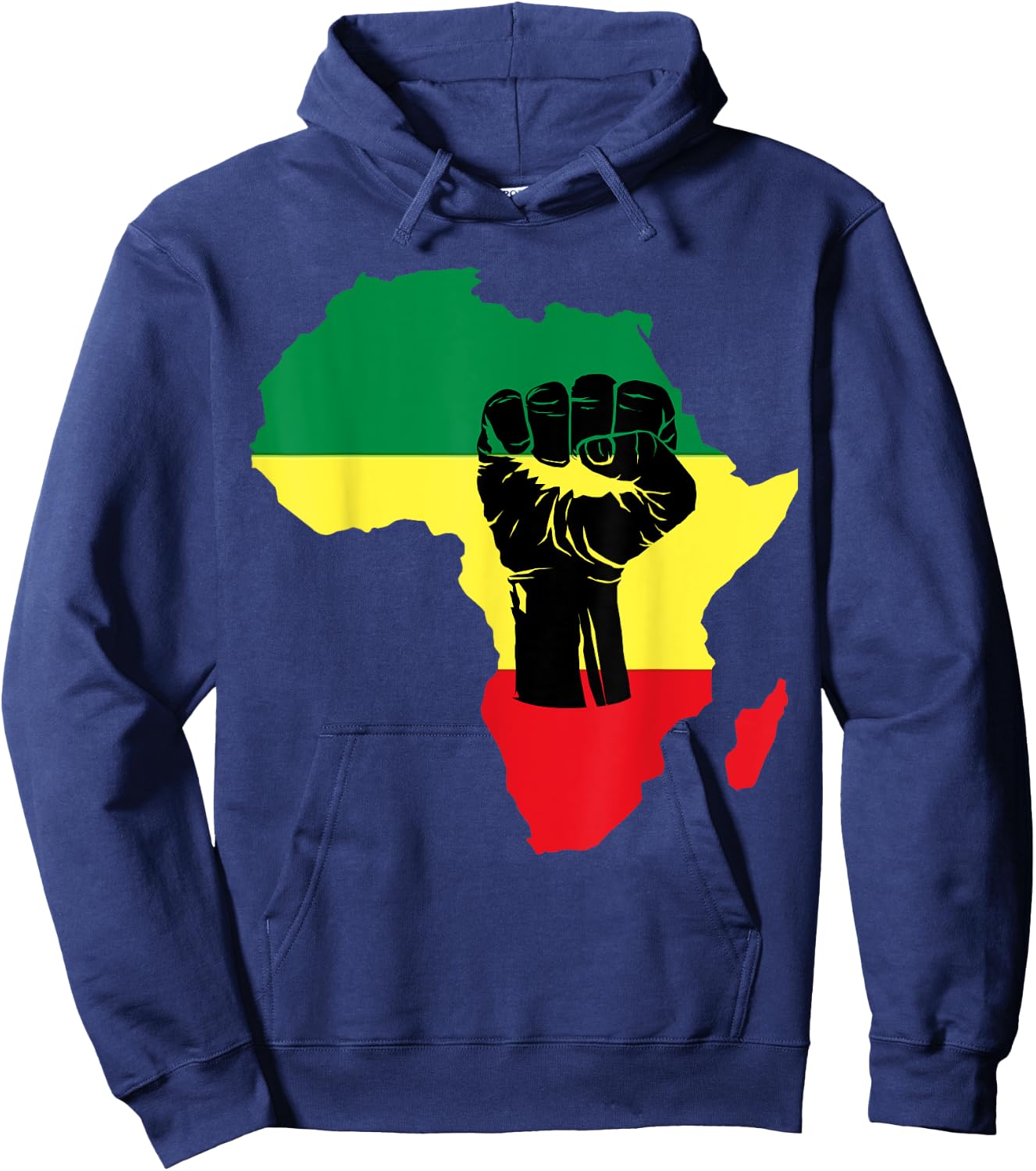 Black History Month Celebration | African Map Fist Hoodie - Hoodie | Navy