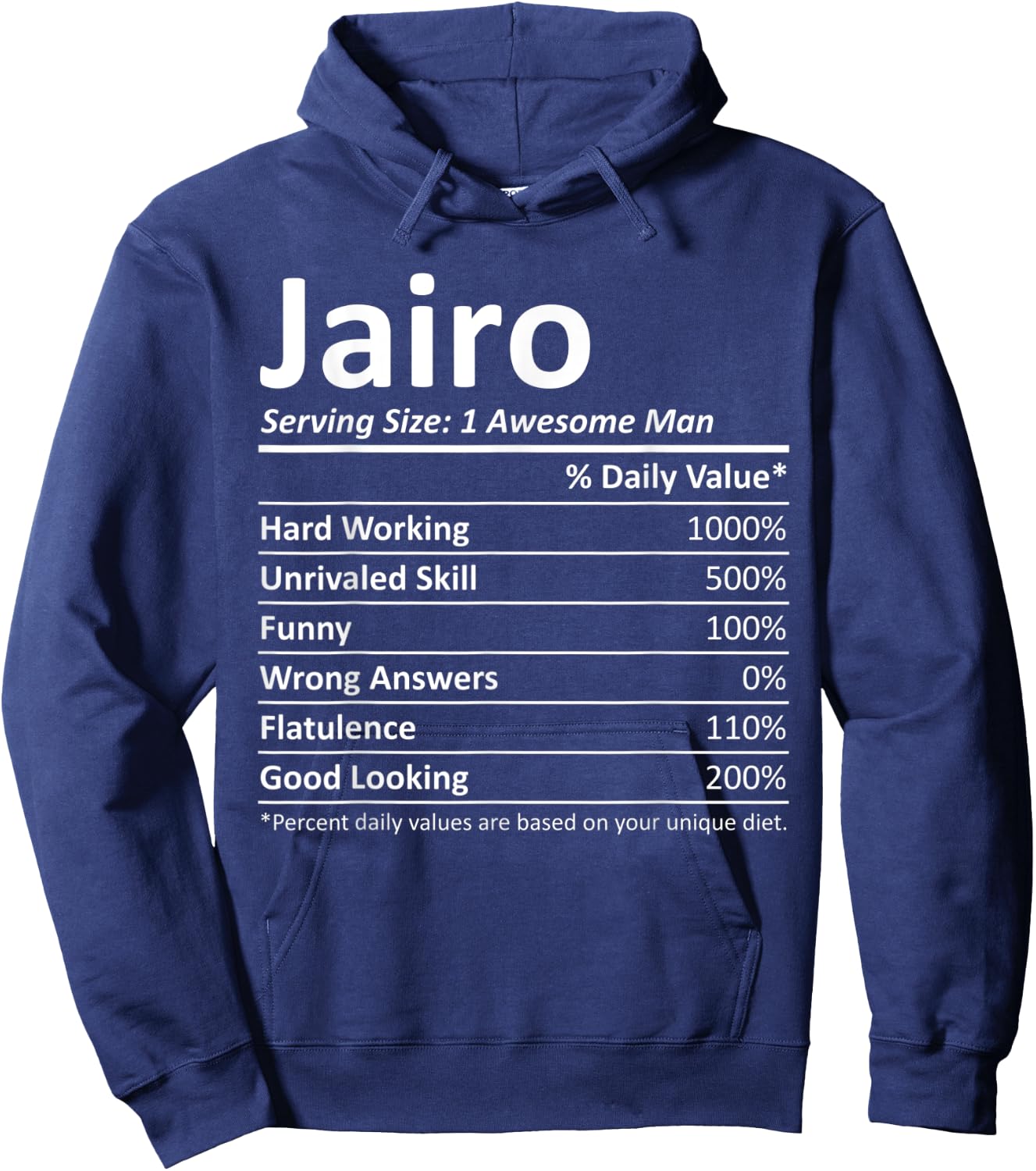 JAIRO Nutrition Funny Birthday Personalized Name Gift Hoodie - Hoodie | Navy