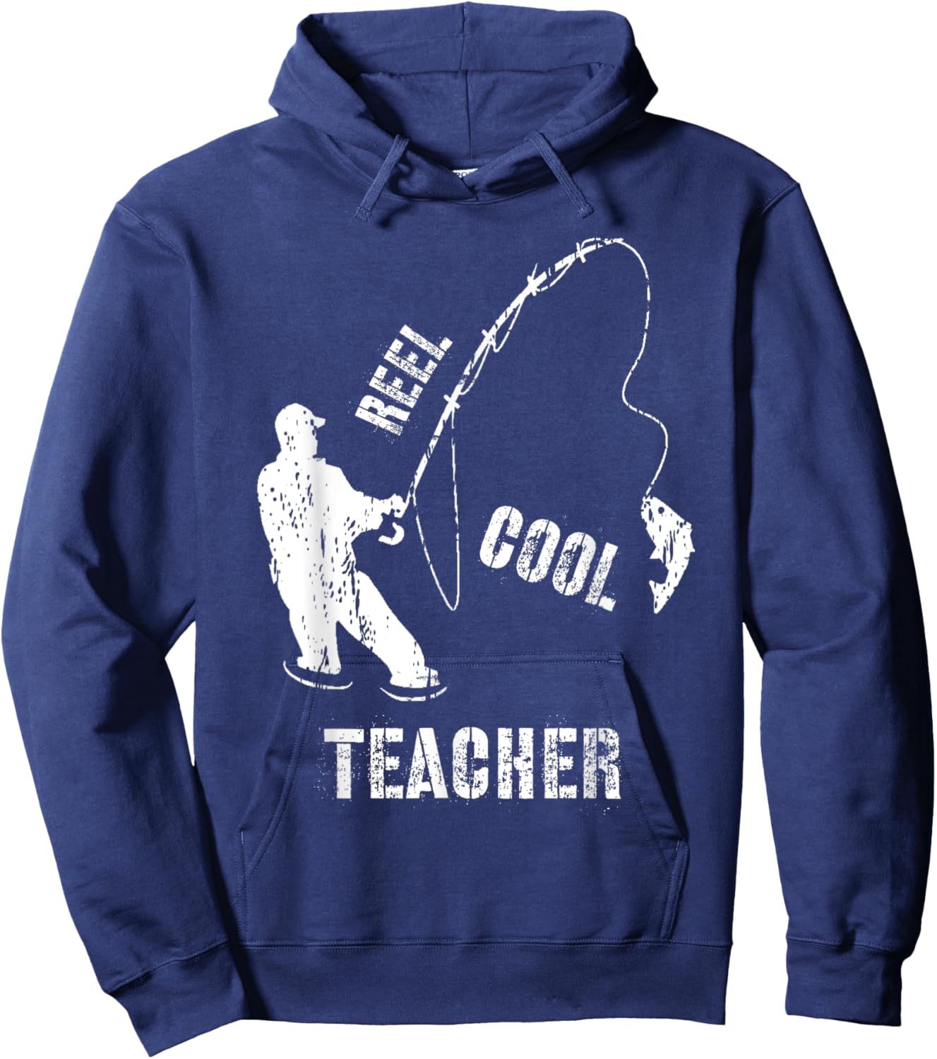 Reel Cool Teacher Grandpa Angler Fishing Fisherman Gift Hoodie - Hoodie | Navy
