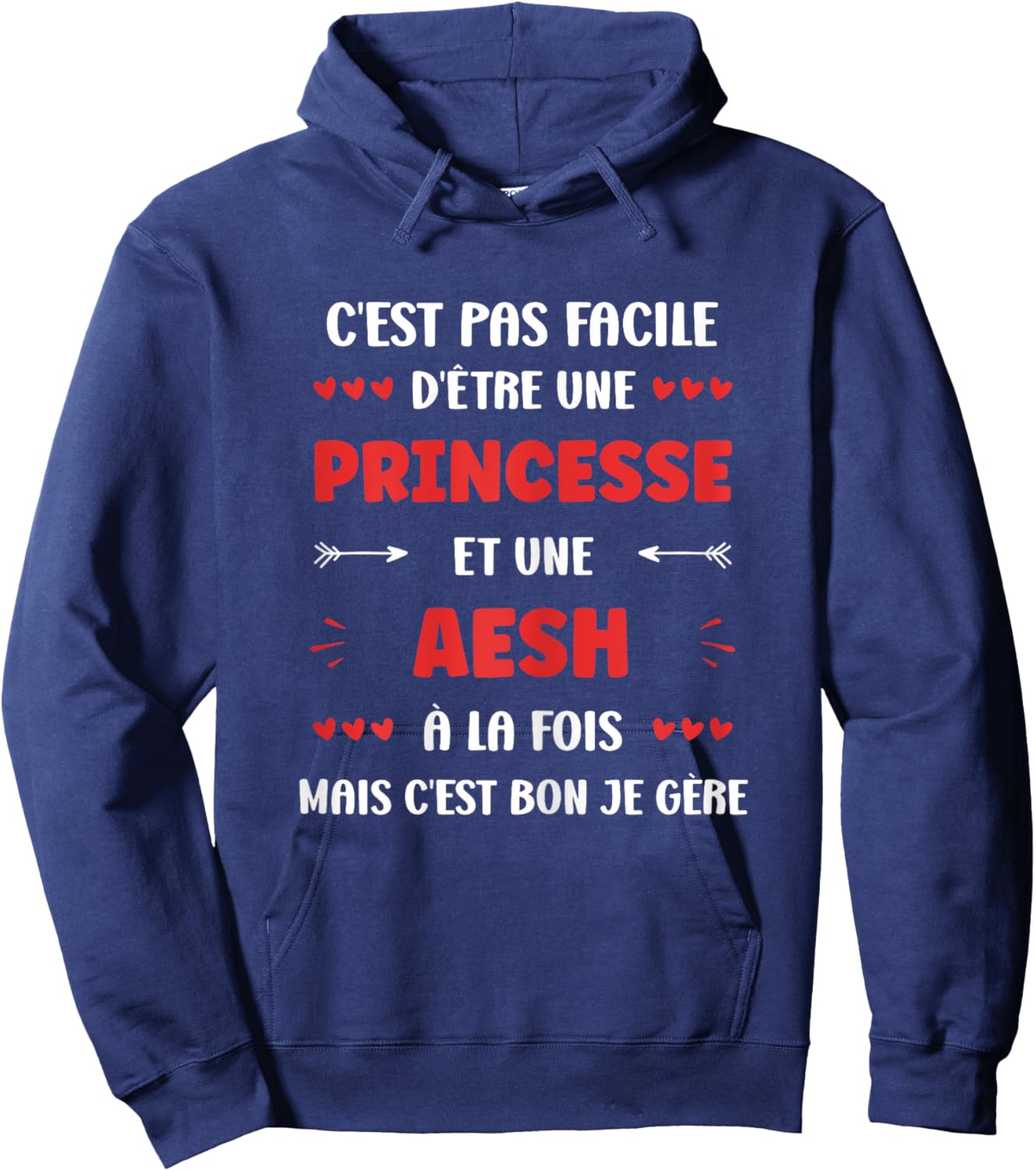 Start Occupation aesh Humour girl princess aesh , Black, Female X-Small Hoodie - Hoodie | Navy