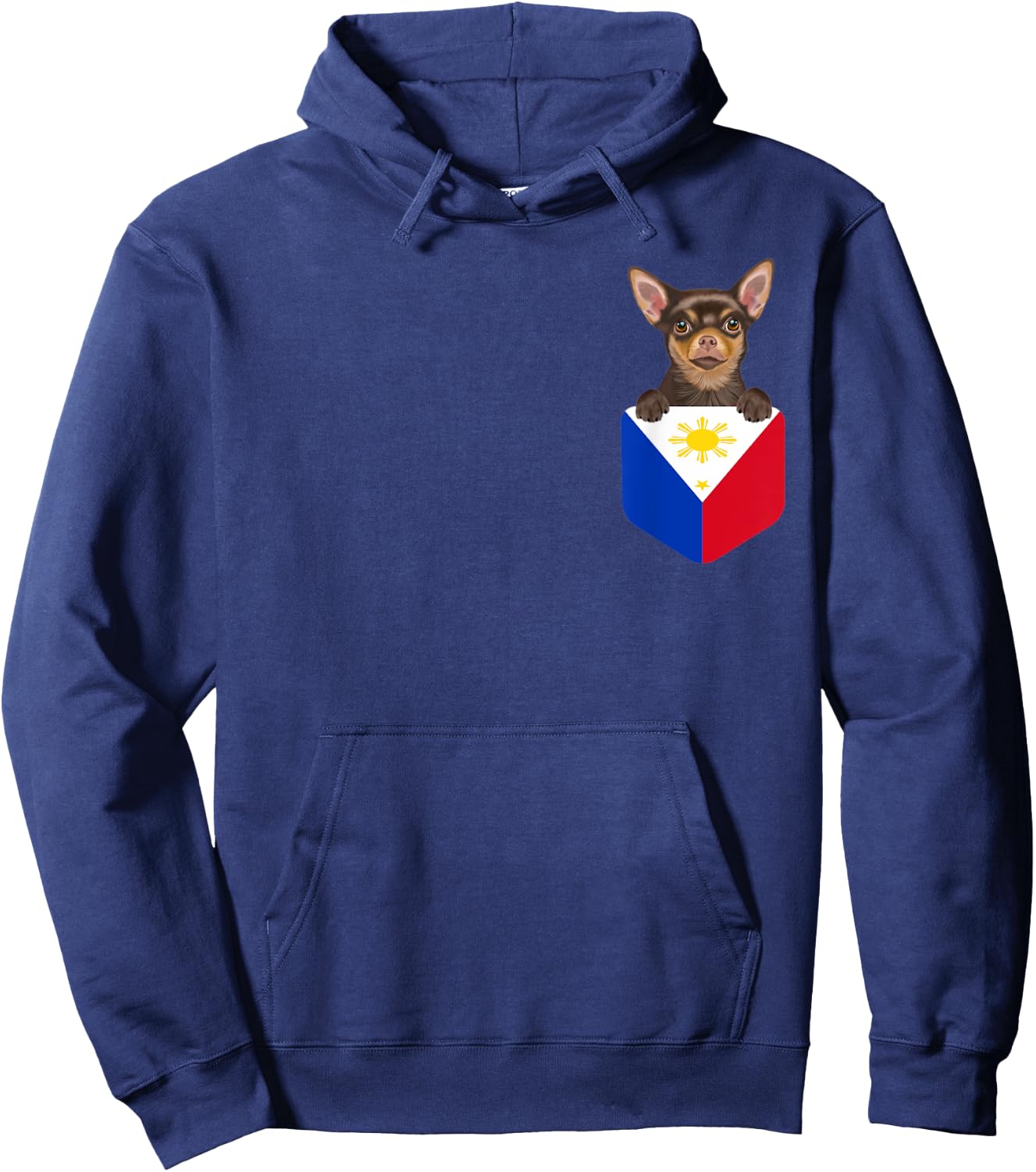 Philippines Flag Brown Chihuahua Dog In Pocket Men Women Kids Hoodie - Hoodie | Navy