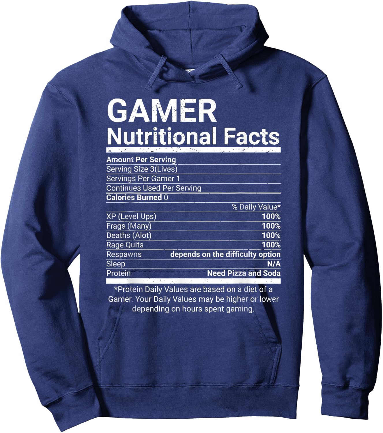 Gamer Nutrition Facts Video Games Computer Nerd Small Hoodie - Hoodie | Navy