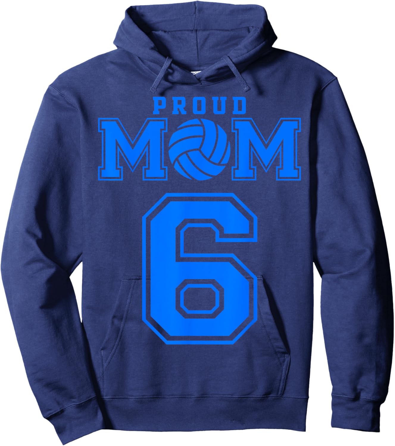 Proud Volleyball Mom Number 6 B Hoodie - Hoodie | Navy