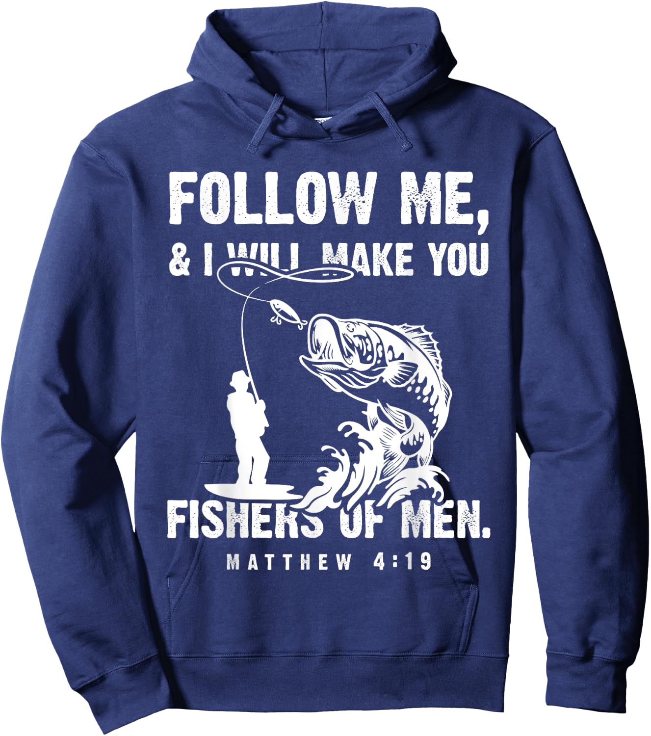 Funny Follow Me Fisher of Men Christian Fishing Gift Hoodie - Hoodie | Navy