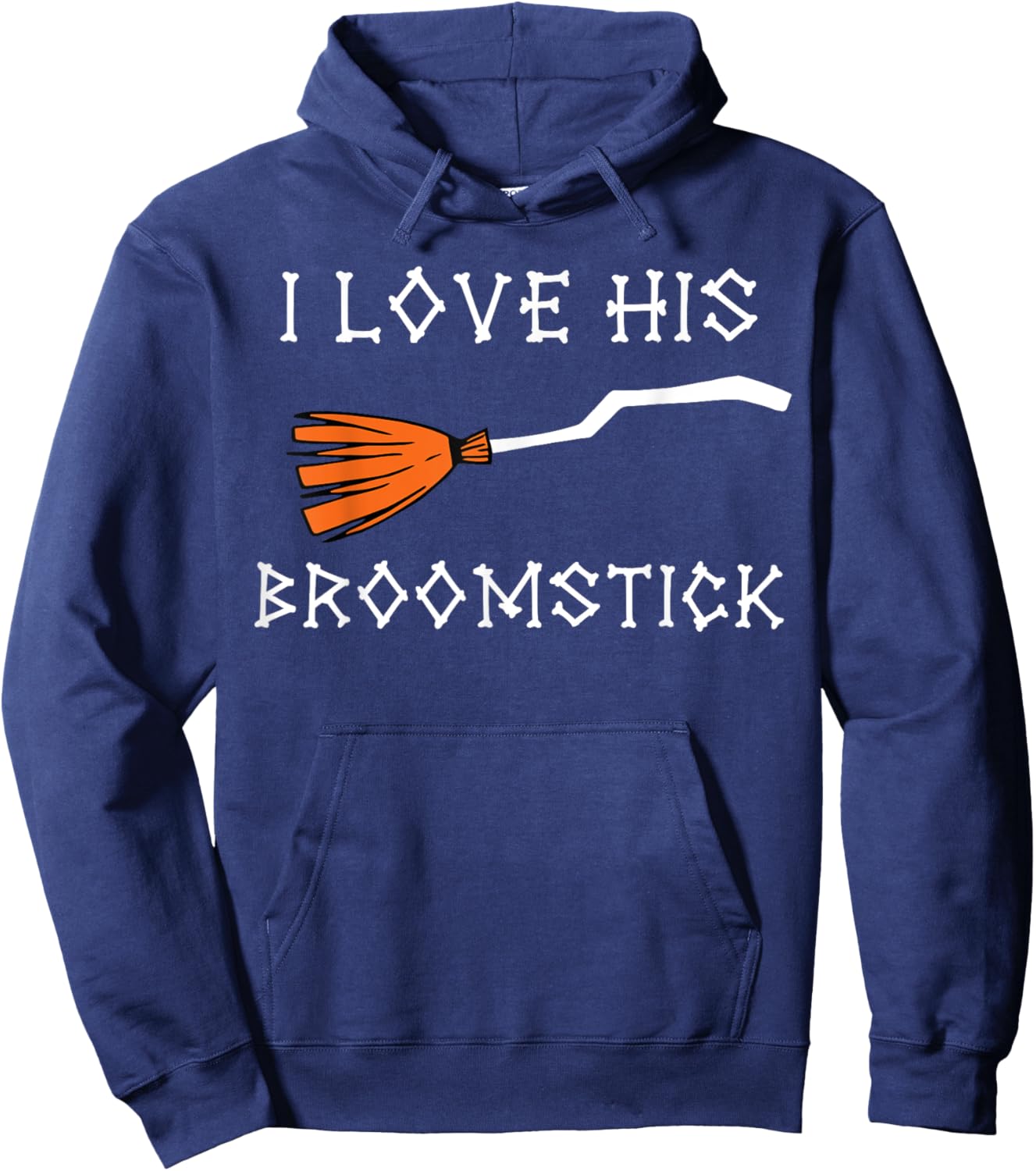 I Love His Broomstick I Love Her Pumpkins Halloween Couples Hoodie - Hoodie | Navy
