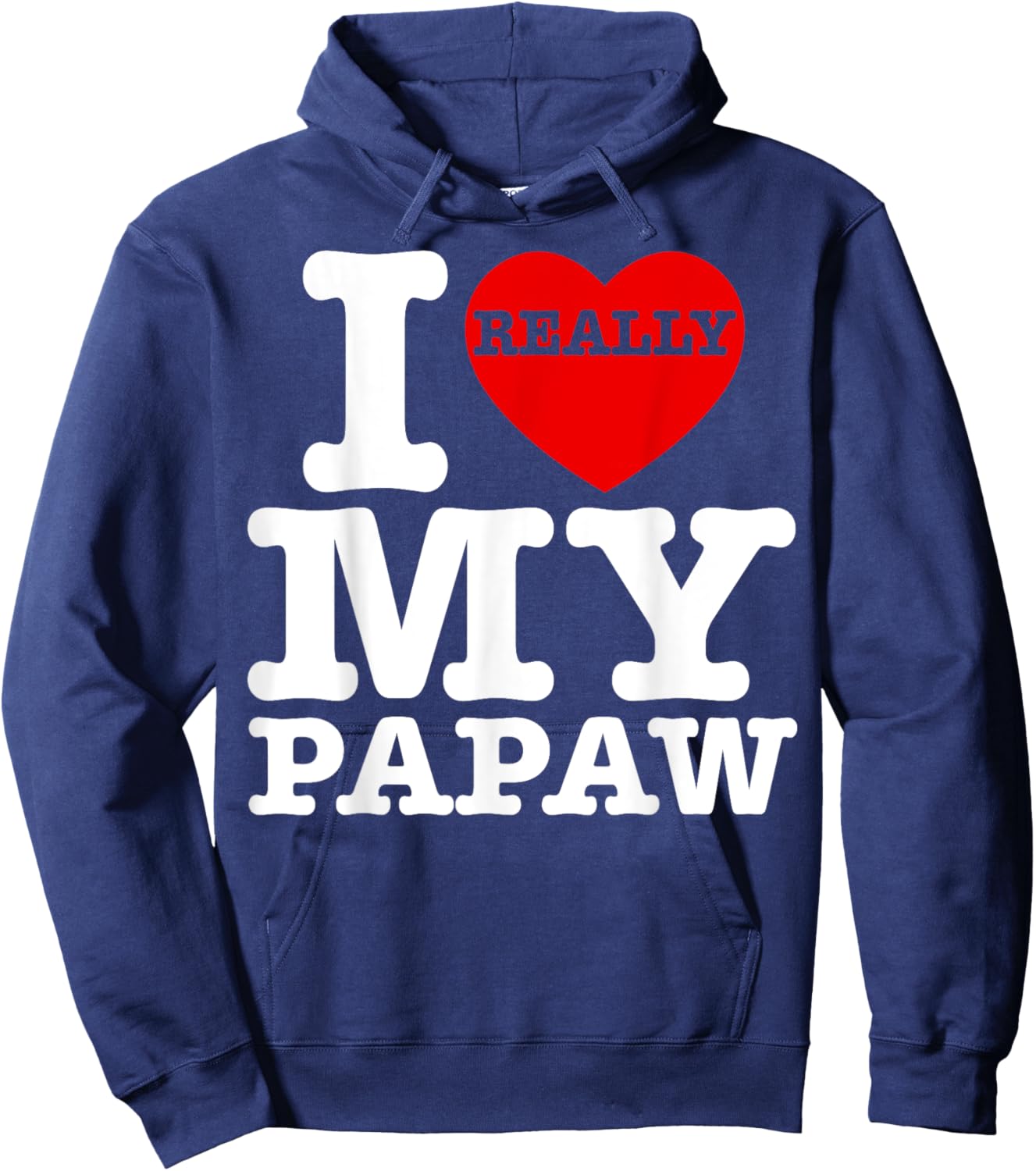 Fun I Love My Papaw I Heart My Papaw Grandpa Grandparent Day Hoodie - Hoodie | Navy