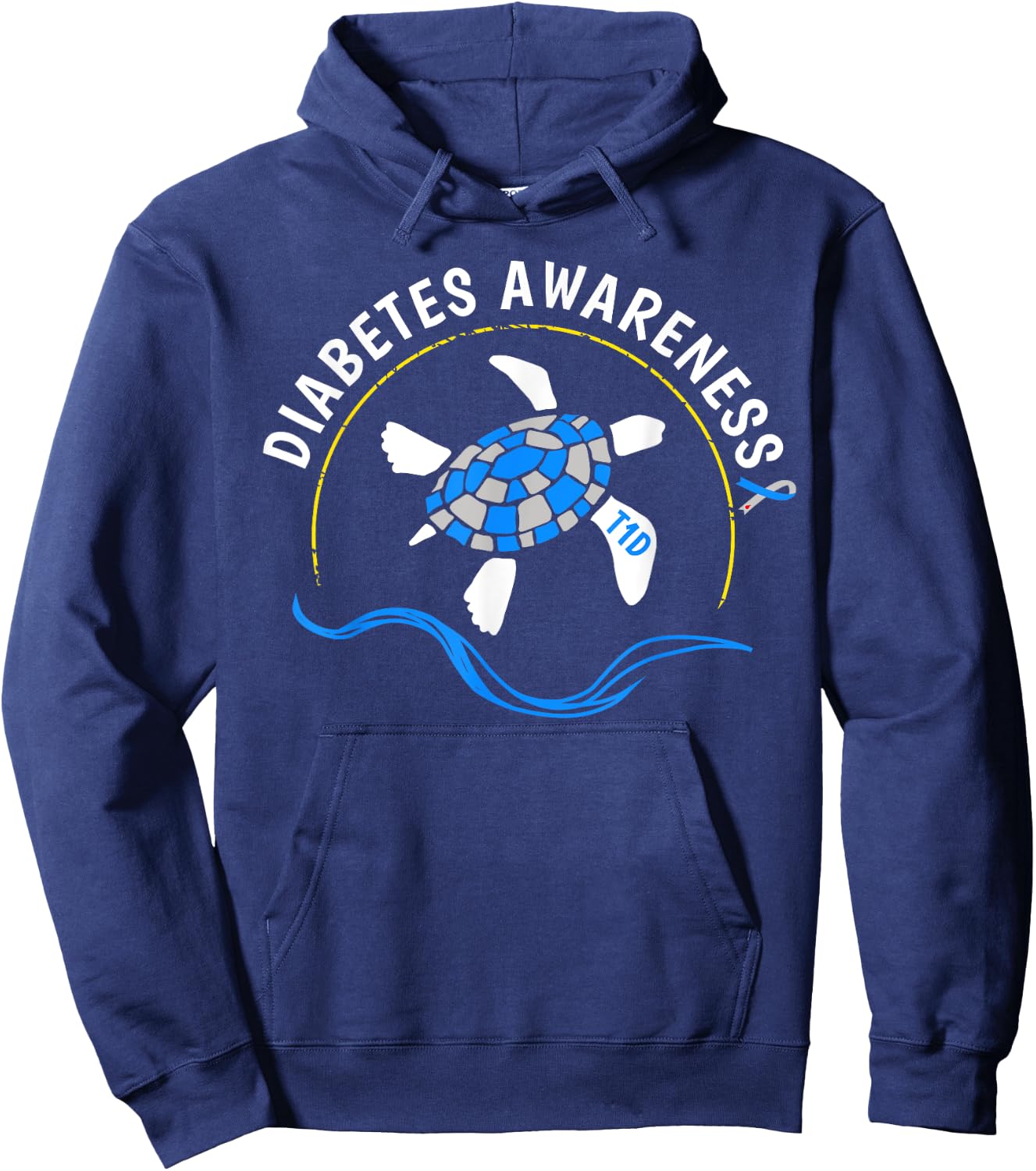 T1D Sea Turtle Type 1 Diabetes Awareness Hoodie - Hoodie | Navy