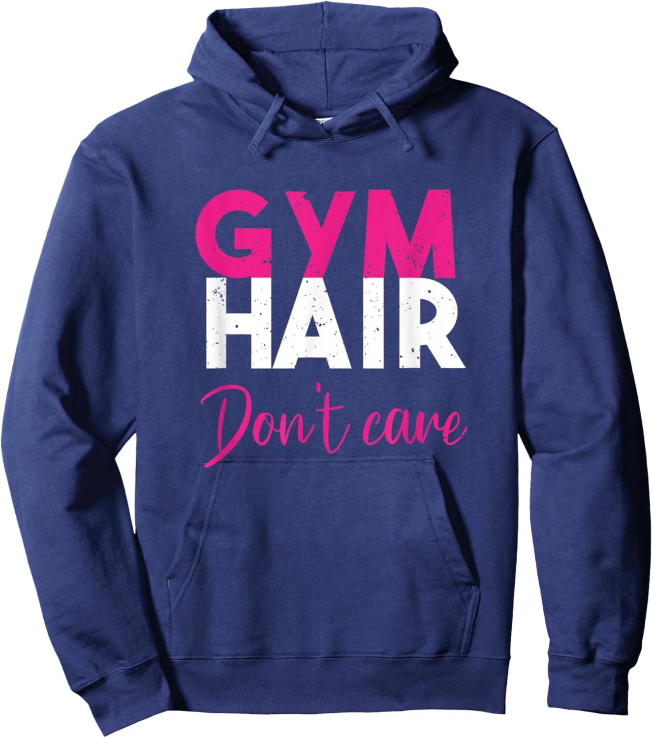 Gym Hair Don't Care Gym Workout Vintage Hoodie - Hoodie | Navy