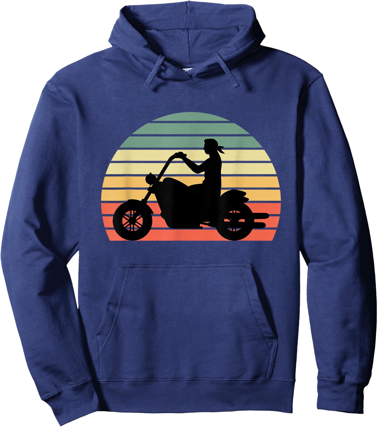 KaizenDesigns Vintage Biker - Retro Motorcycle Silhouette Hoodie - Hoodie | Navy