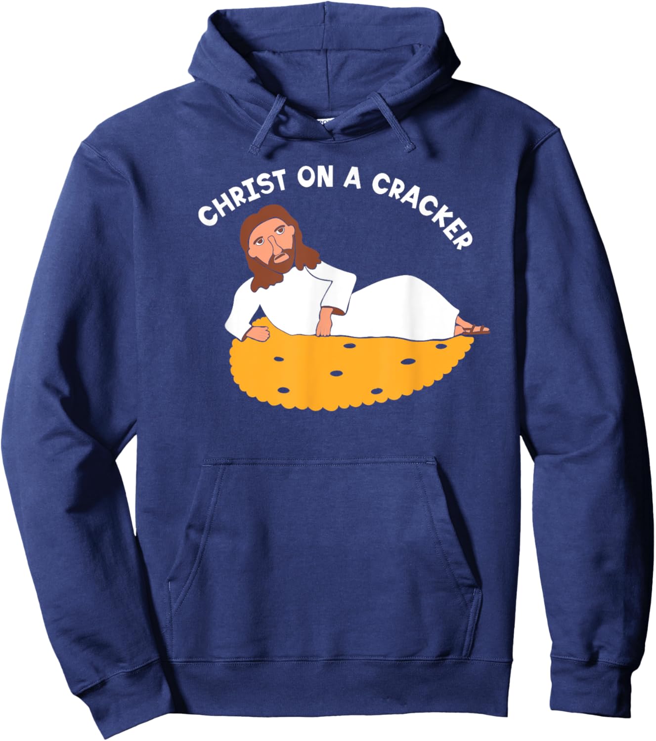 Christ on a Cracker Funny Cartoon Jesus Graphic Hoodie - Hoodie | Navy