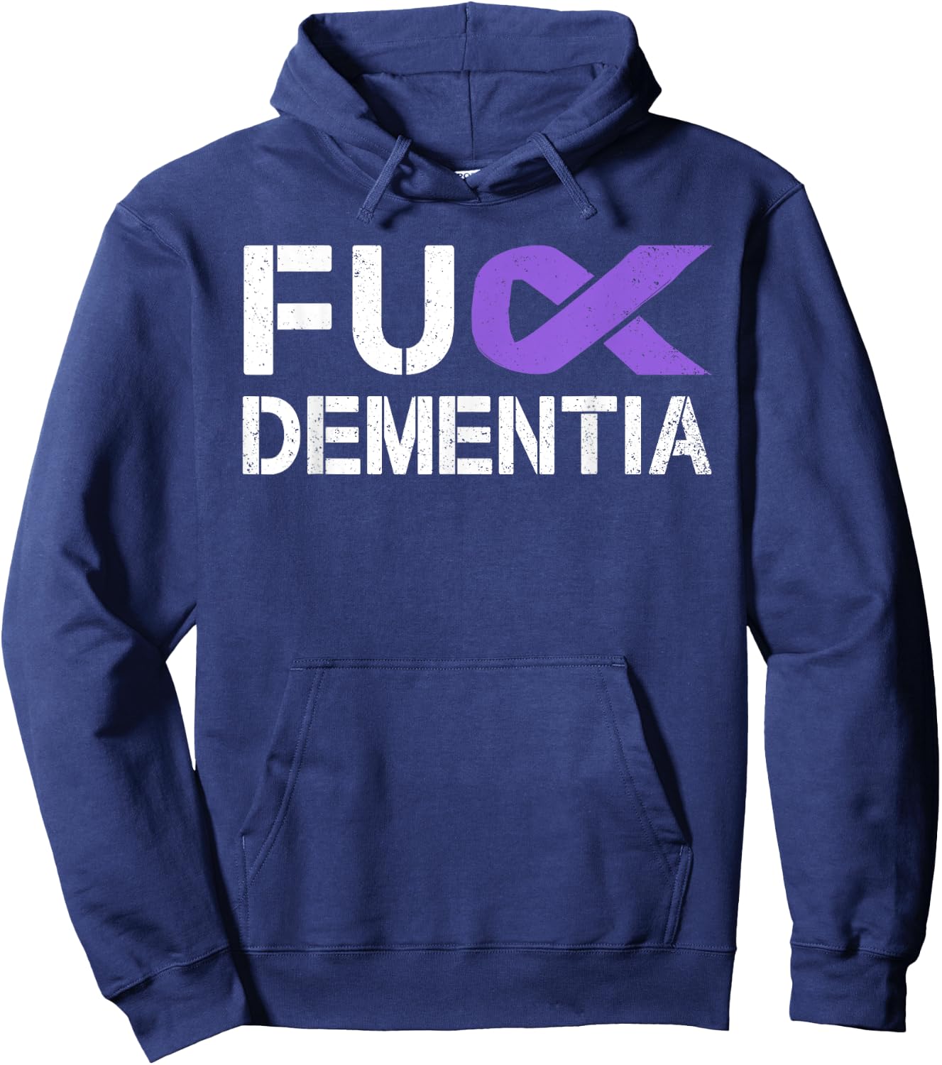 Fuck Dementia Awareness Gift Purple Ribbon Support Warrior Hoodie - Hoodie | Navy