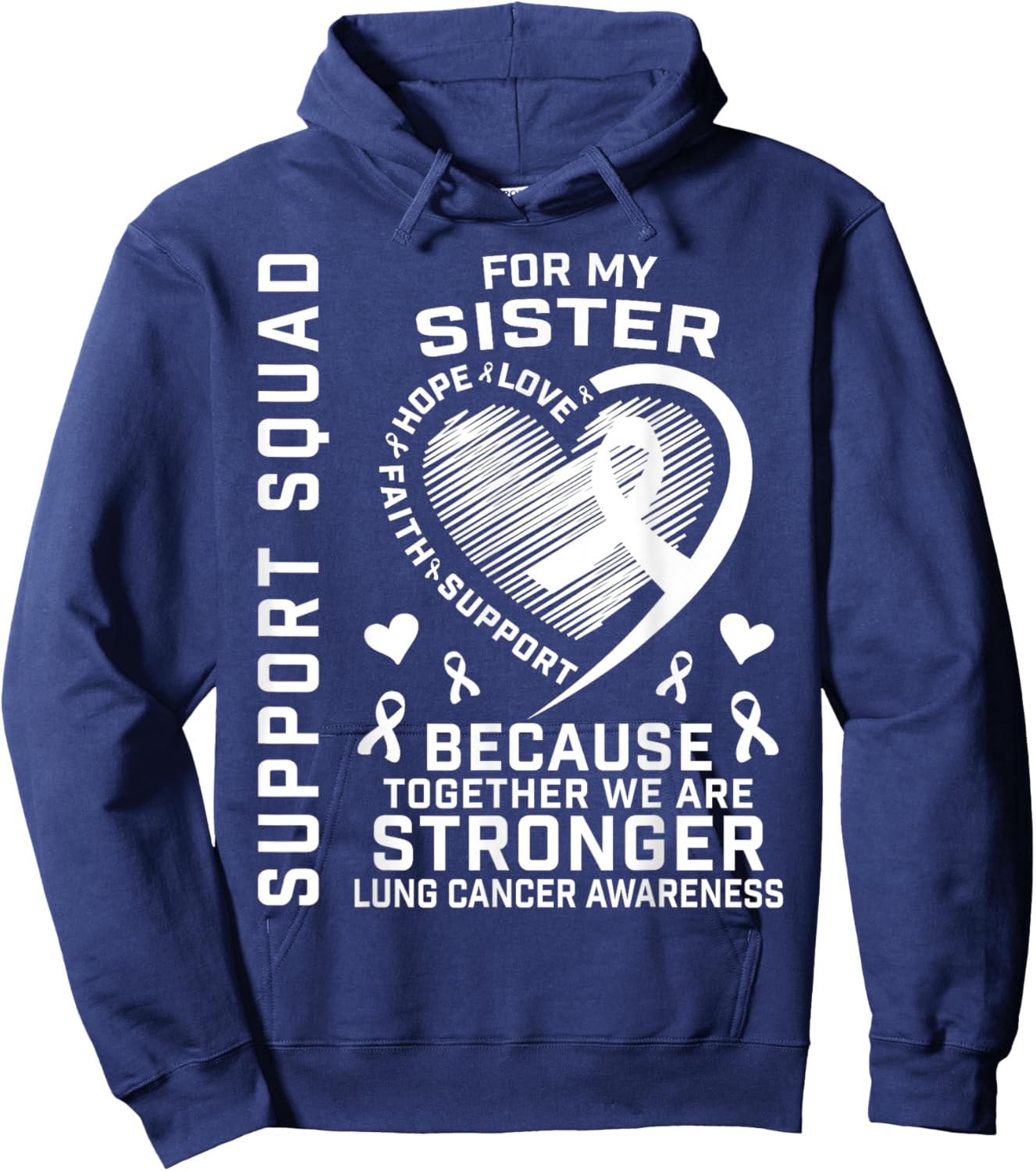 Cute Lung Cancer Awareness Shirts Sister Cancer Ribbon Gifts Hoodie - Hoodie | Navy