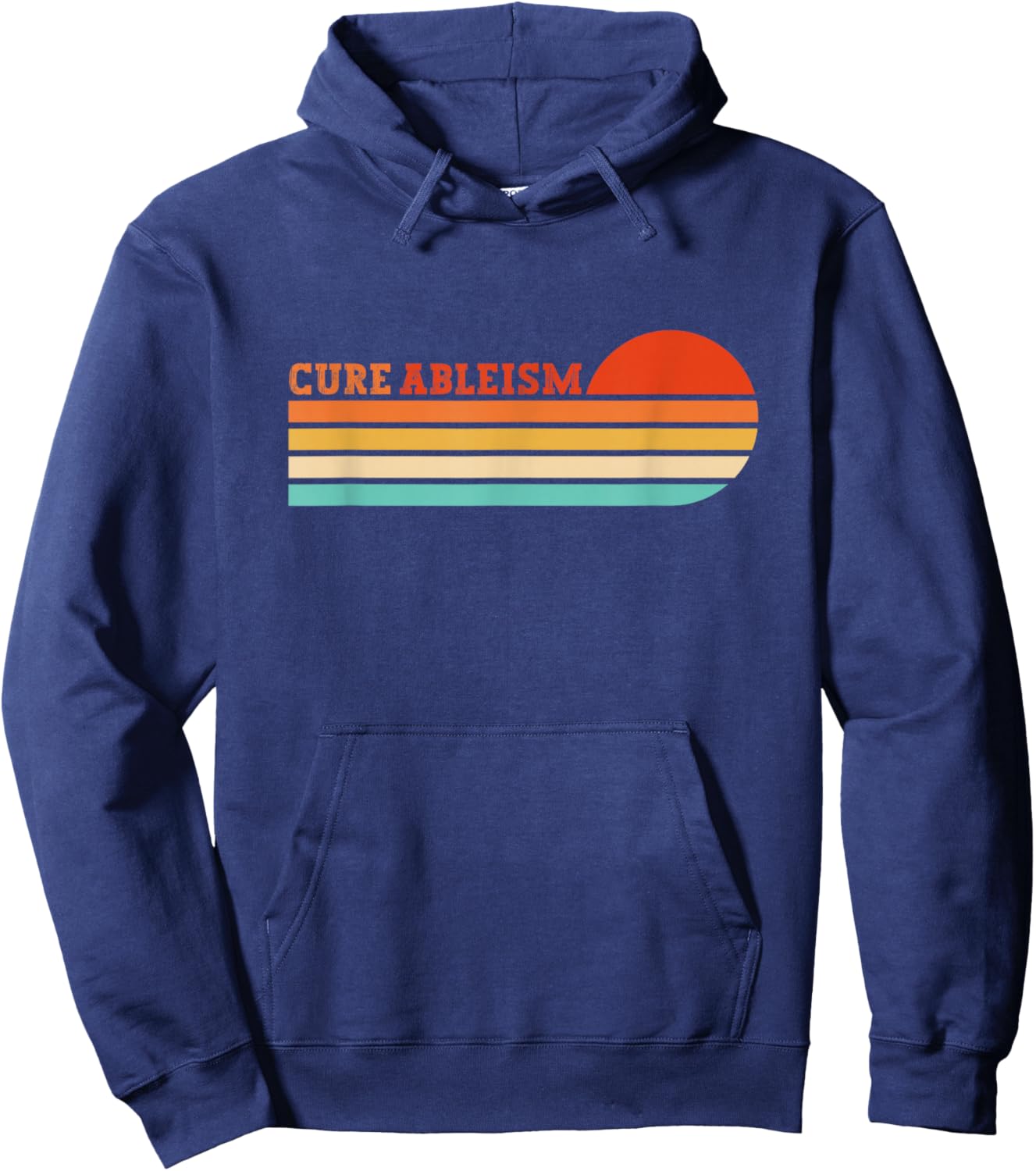Cure Ableism Sunset Stripes Design Hoodie - Hoodie | Navy