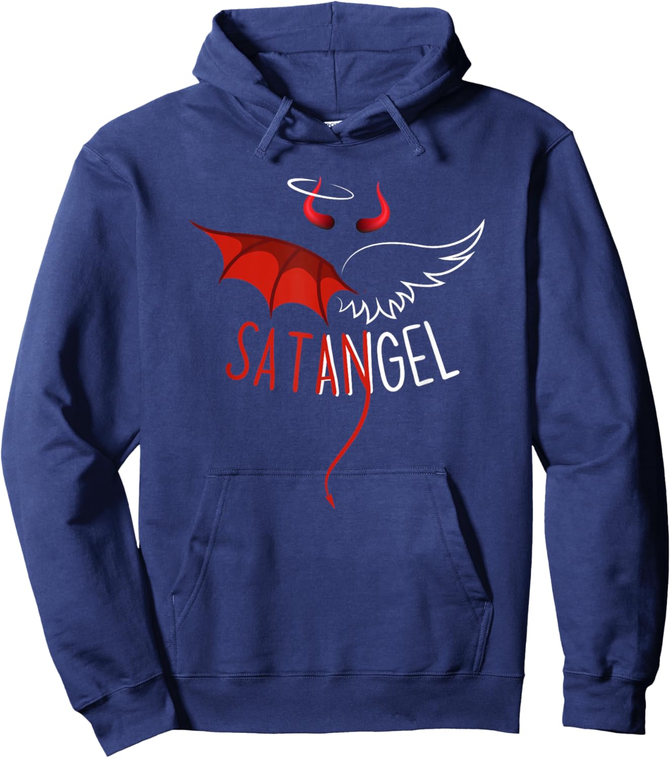 Half Angel Half Devil Gothic Emo Aesthetic Graphic Hoodie - Hoodie | Navy