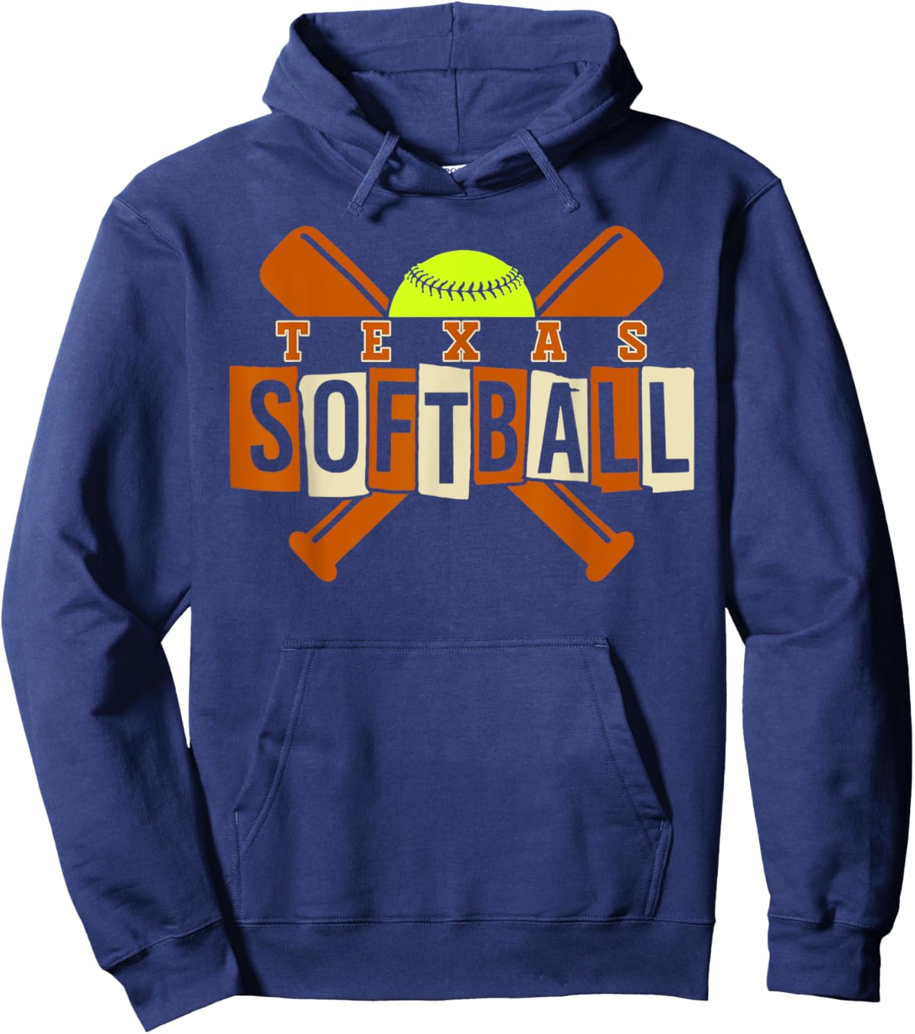 Texas Softball Vintage Kids Team Retro Softball Fan Hoodie - Hoodie | Navy