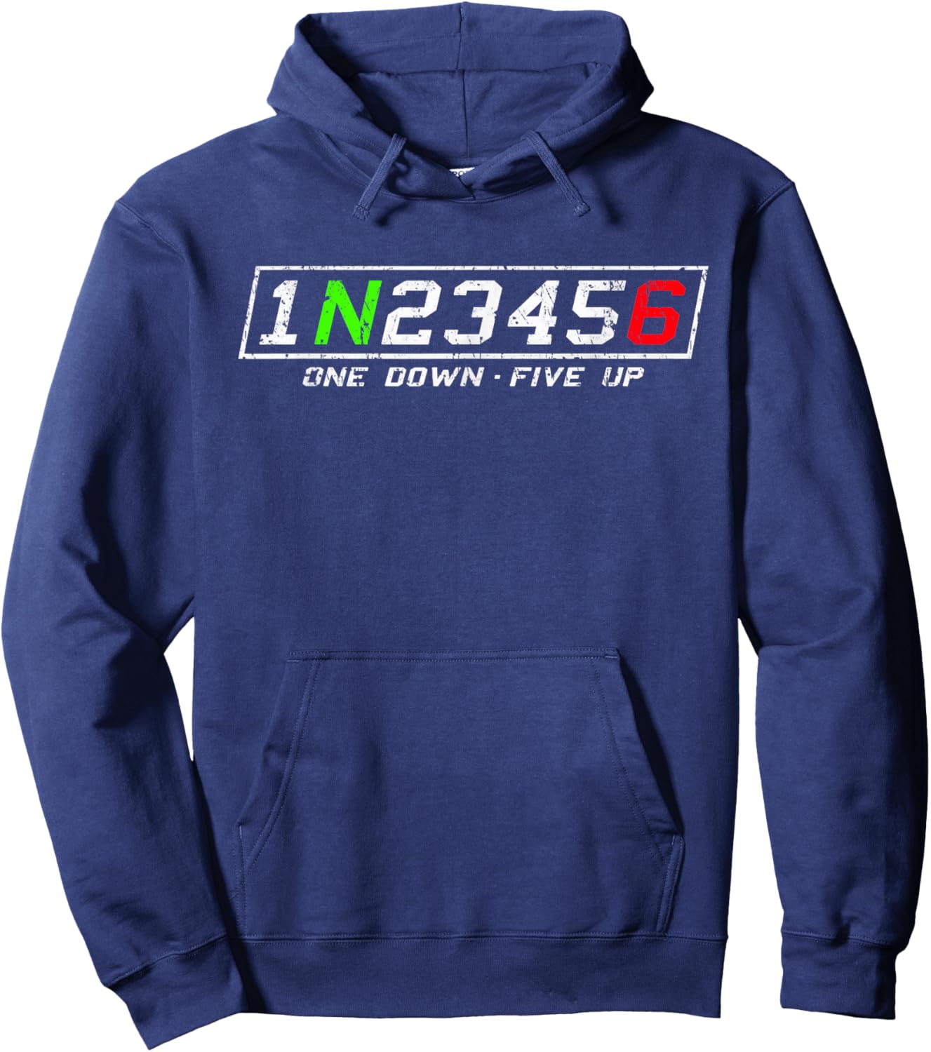 1n23456 Motorcycle Gear Shift Pattern for Biker Motorcyclist Hoodie - Hoodie | Navy